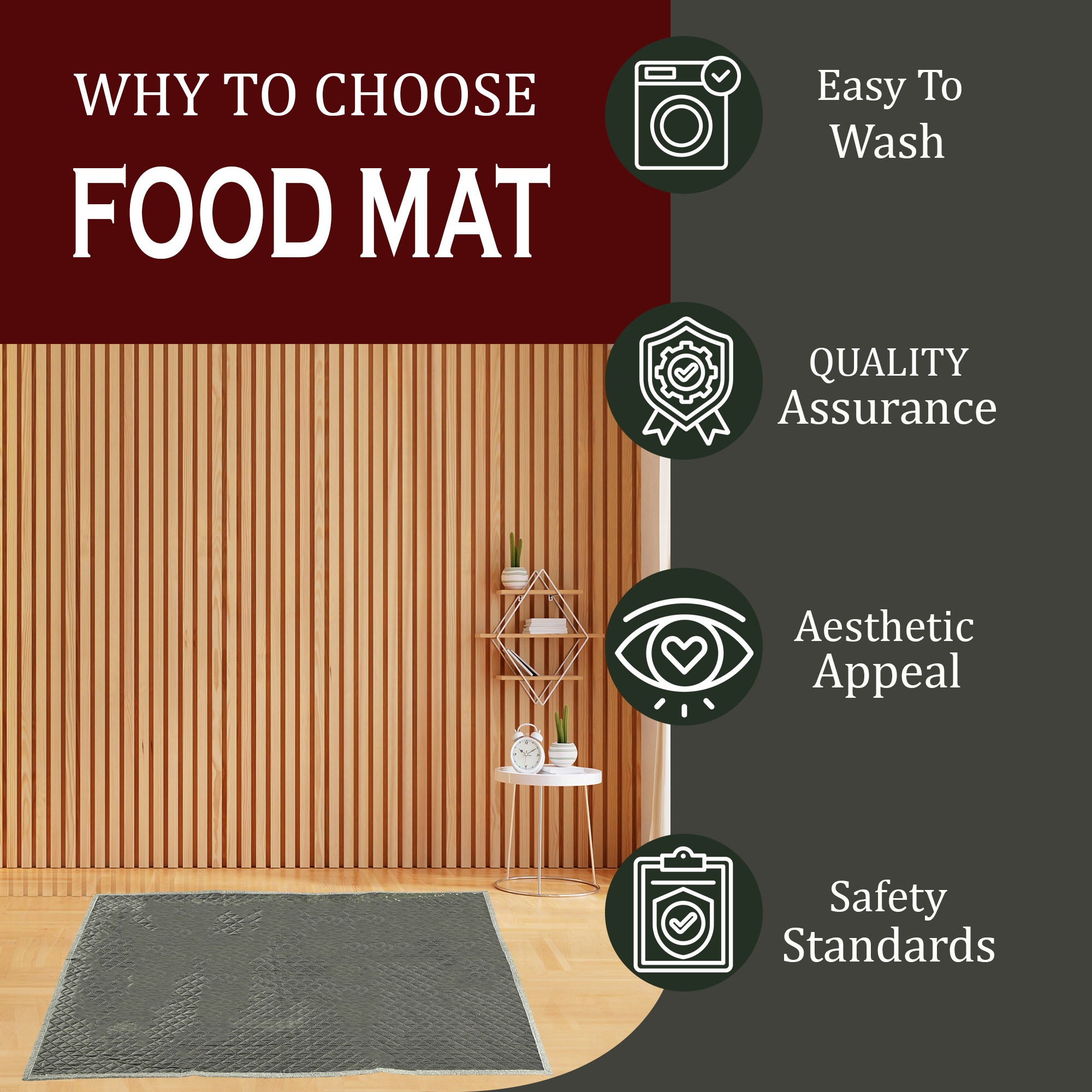 Kuber Industries 32x36 Inch Pvc Food Mat for Bed Protector  Laminated Bed Server Food Mats Waterproof for Dining  Protects from Spills and Stains  Quilted Ultra Sonic - Brown