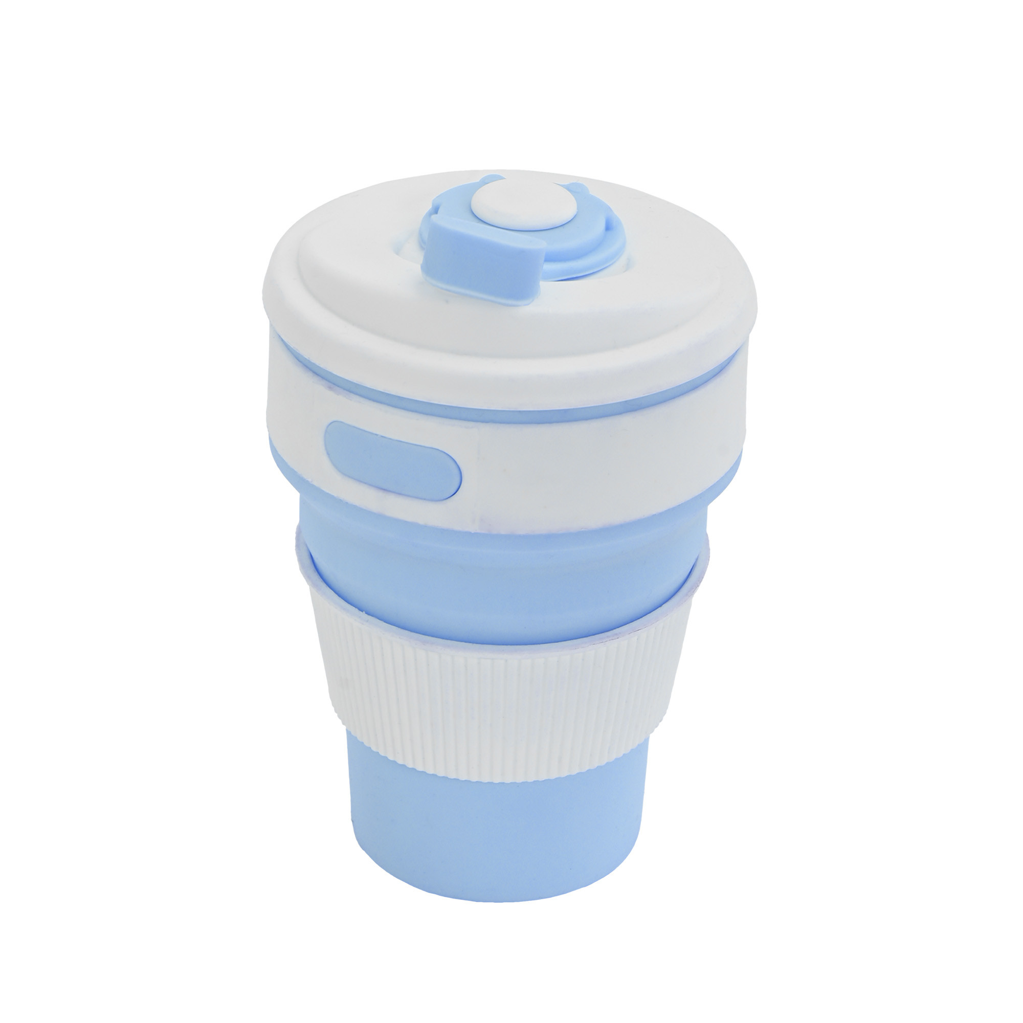 Kuber Industries 350ml Silicone Collapsible Cup With Lid For Coffee  Bpa Free  Expandable Water Glass - Ideal For Travel  Camping  Sky Blue