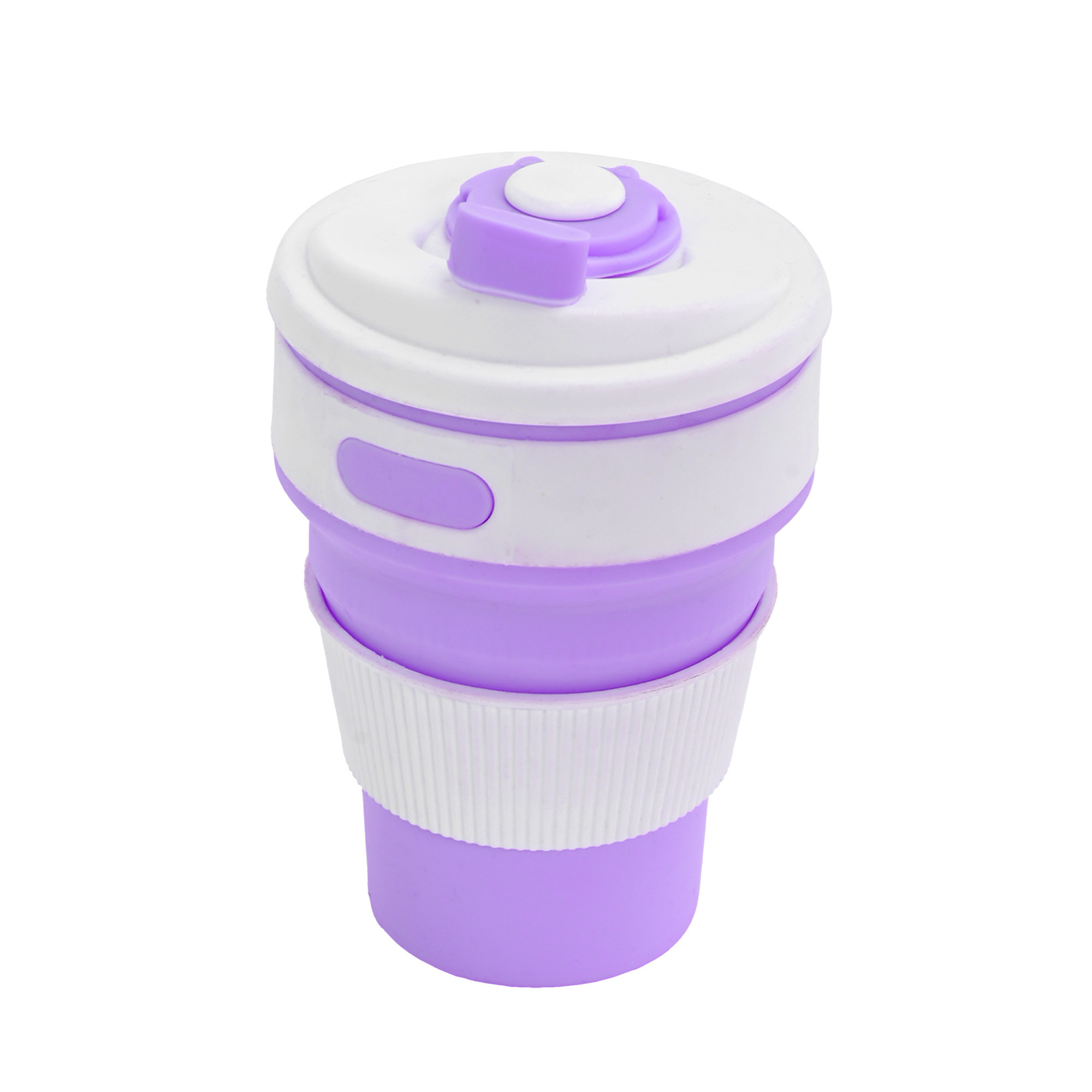 Kuber Industries 350ml Silicone Collapsible Cup With Lid For Coffee  Bpa Free  Expandable Water Glass - Ideal For Travel  Camping  Purple