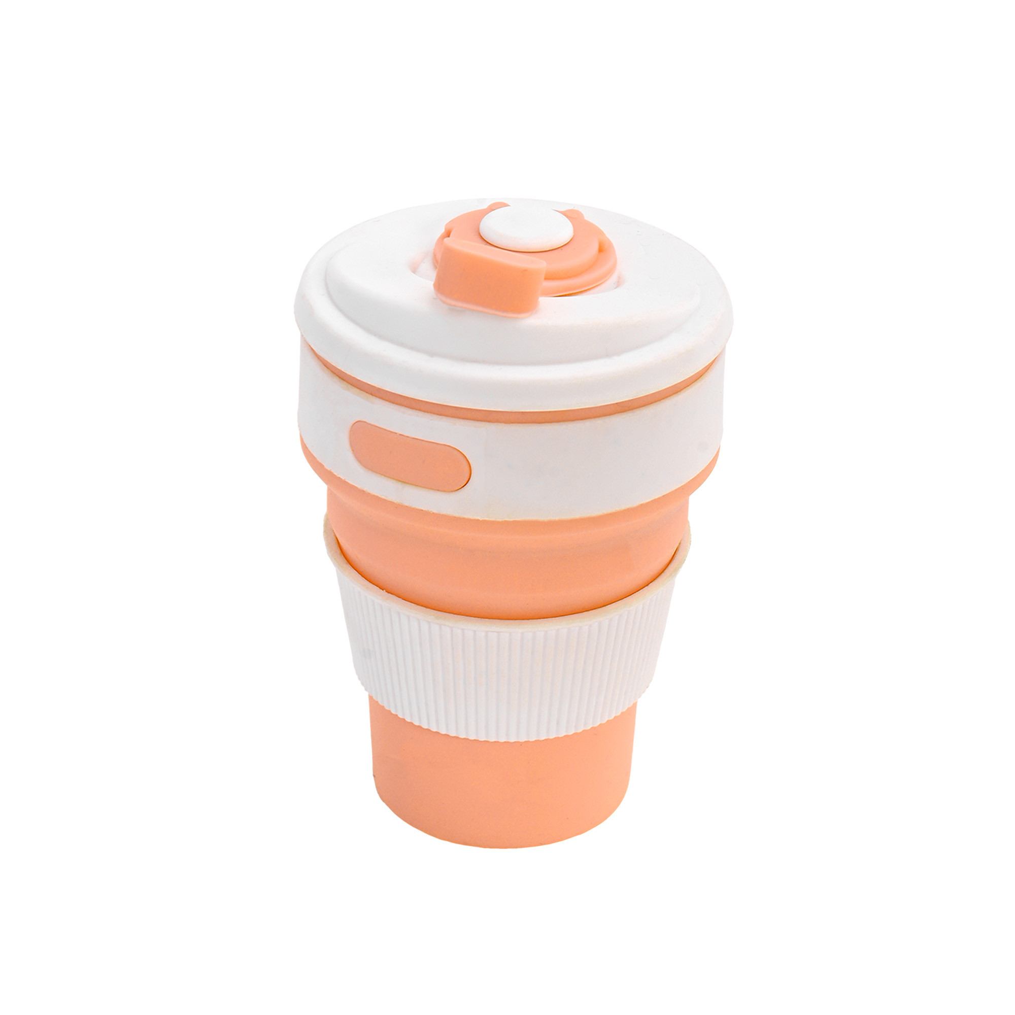 Kuber Industries 350ml Silicone Collapsible Cup With Lid For Coffee  Bpa Free  Expandable Water Glass - Ideal For Travel  Camping  Orange