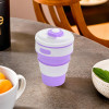 350ml Silicone Collapsible Cup With Lid For Coffee | Bpa Free &amp; Expandable Water Glass - Ideal For Travel &amp; Camping | Purple
