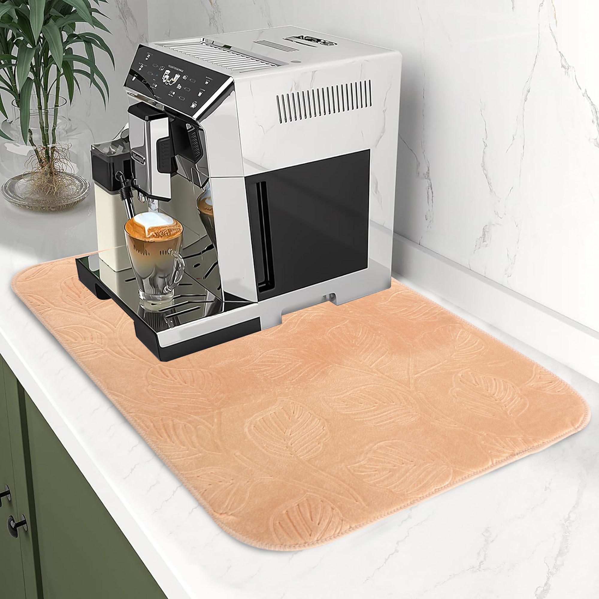 Kuber Industries 38x50 Soft Microfiber Dish Drying Mat for Kitchen  Machine Washable  Quick Drying Water Absorbing Mat for Kitchen Dishes Utensils  Crockery  Embossed Design - Cream