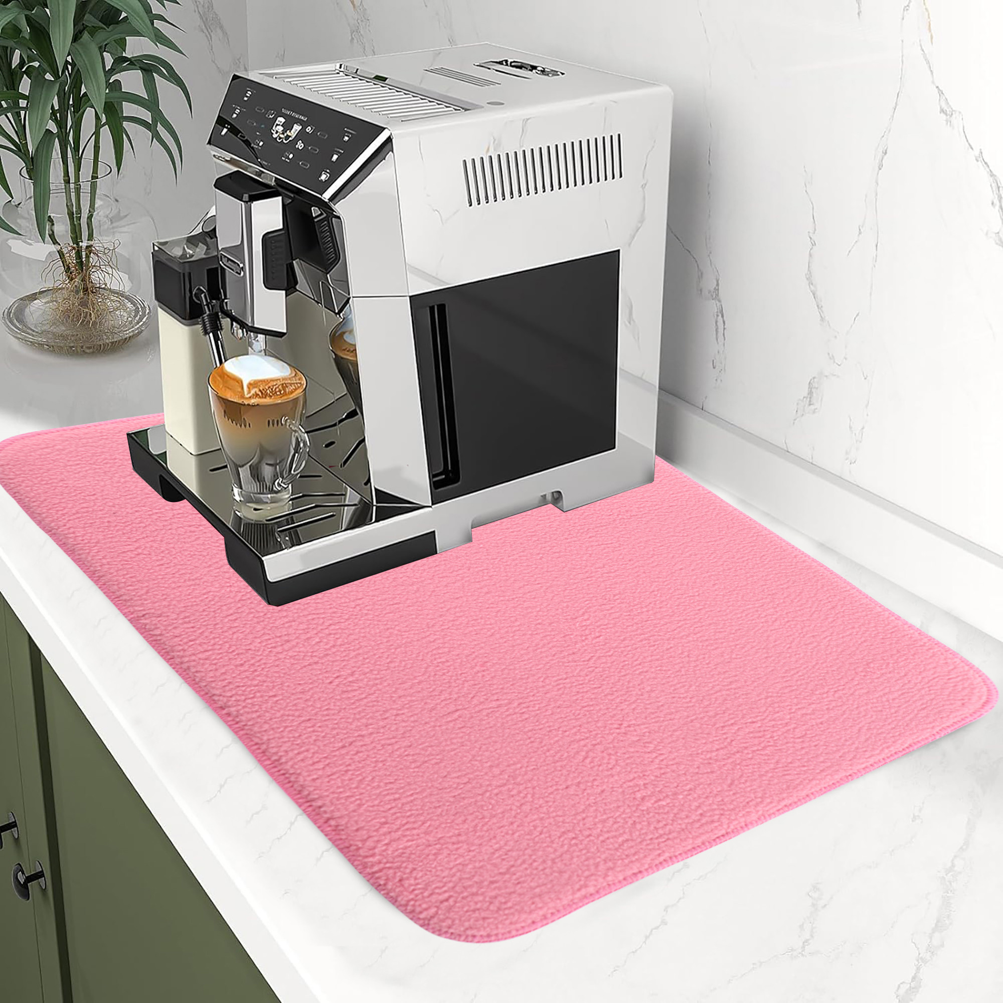 Kuber Industries 38x50 Soft Microfiber Dish Drying Mat for Kitchen  Machine Washable  Quick Drying Water Absorbing Mat for Kitchen Dishes Utensils  Crockery  Aesthetic Design - Pink