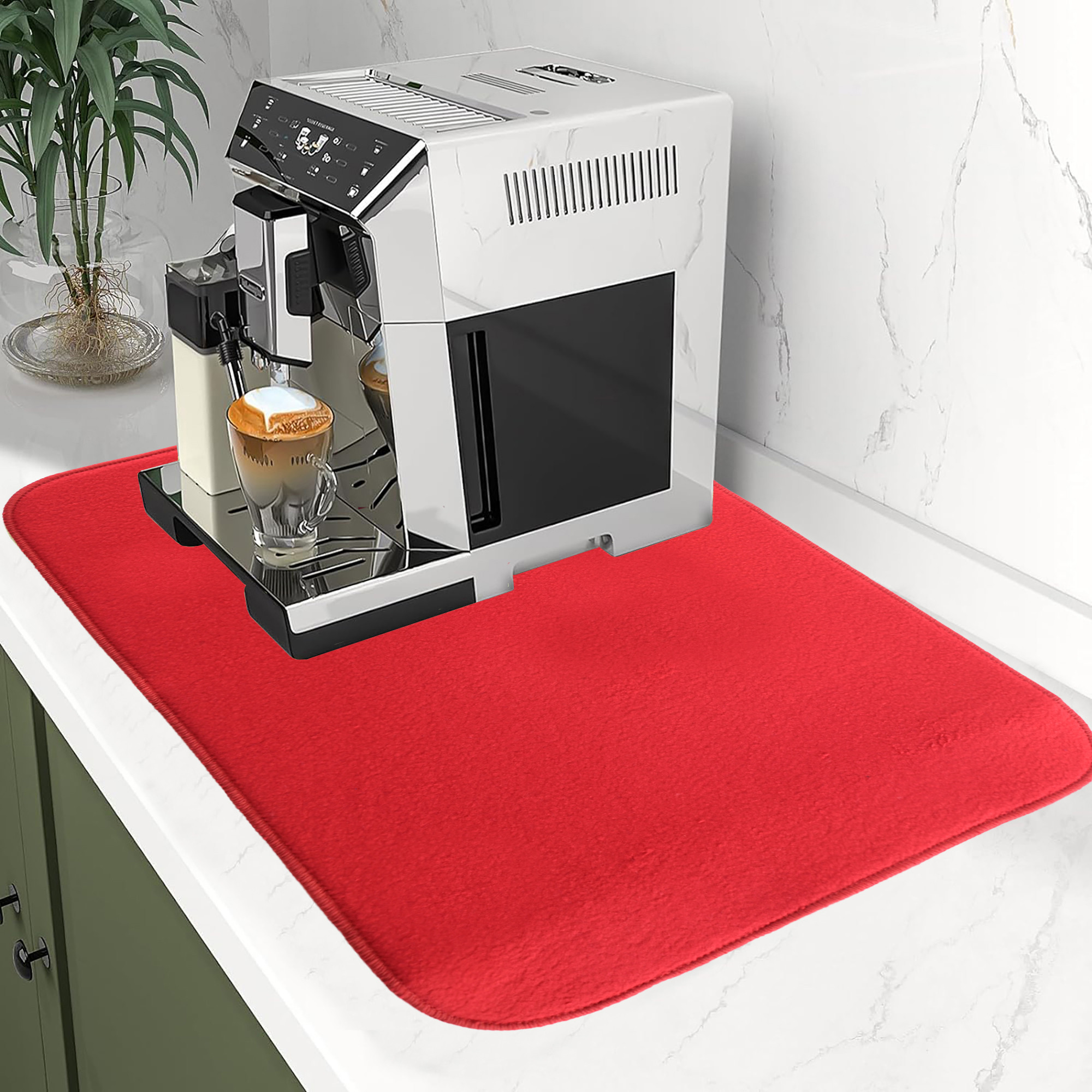 Kuber Industries 38x50 Soft Microfiber Dish Drying Mat for Kitchen  Machine Washable  Quick Drying Water Absorbing Mat for Kitchen Dishes Utensils  Crockery  Aesthetic Design - Red