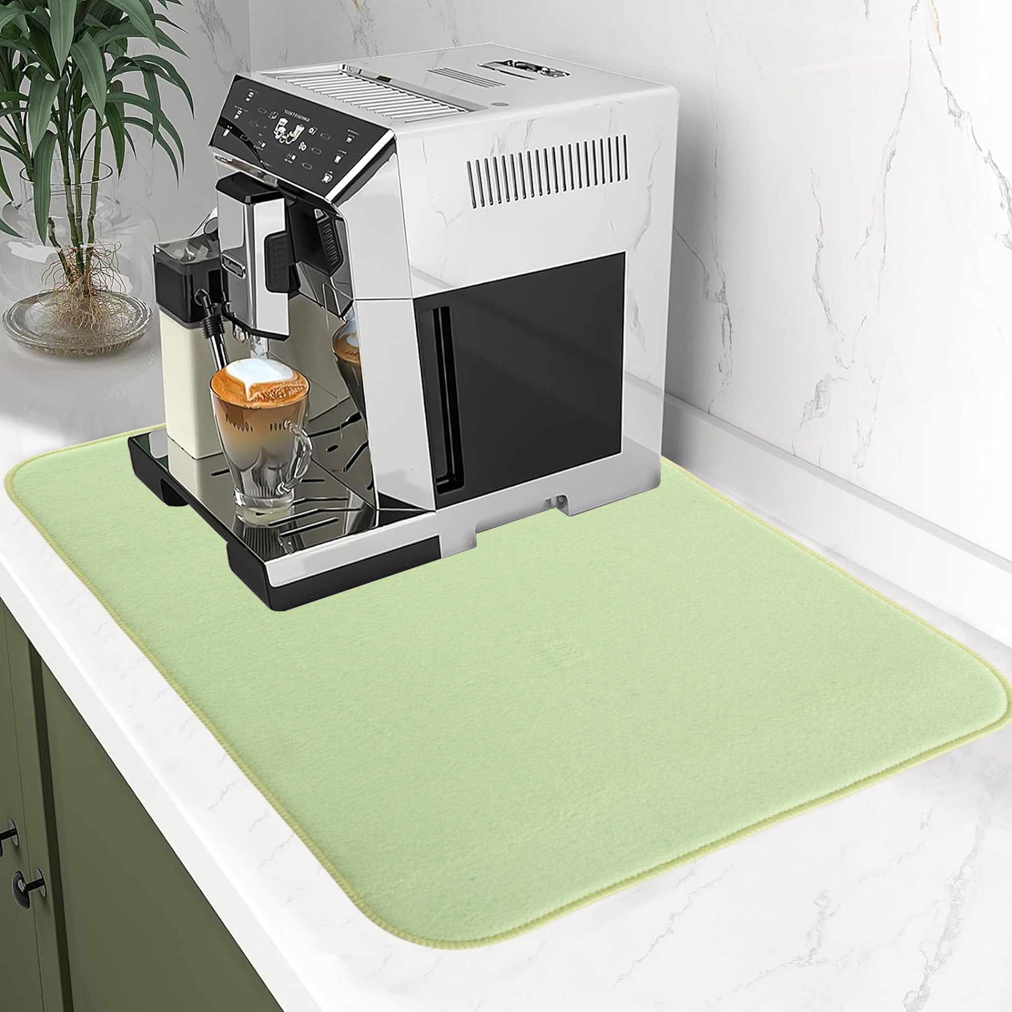 Kuber Industries 38x50 Soft Microfiber Dish Drying Mat for Kitchen  Machine Washable  Quick Drying Water Absorbing Mat for Kitchen Dishes Utensils  Crockery  Aesthetic Design - Green