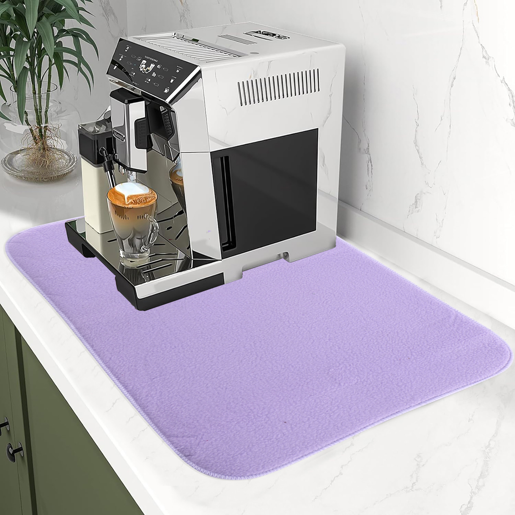 Kuber Industries 38x50 Soft Microfiber Dish Drying Mat for Kitchen  Machine Washable  Quick Drying Water Absorbing Mat for Kitchen Dishes Utensils  Crockery  Aesthetic Design - Purple