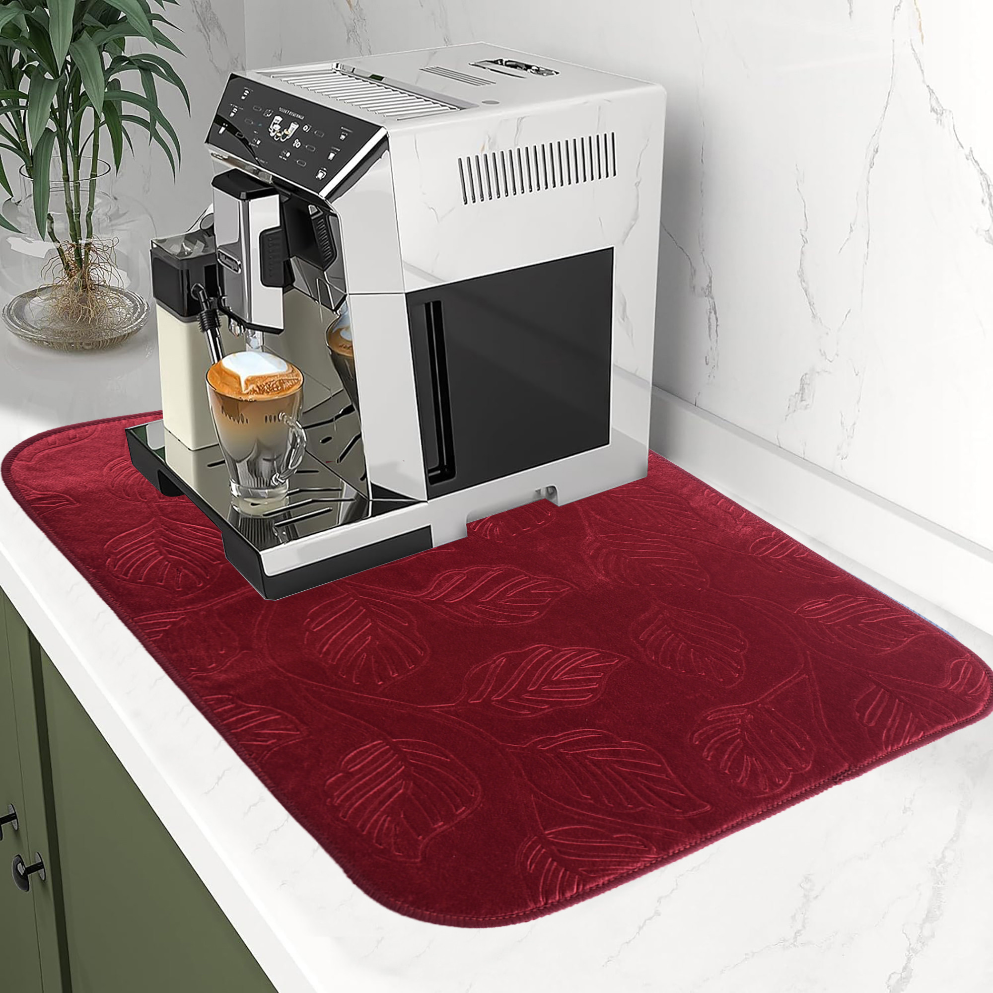 Kuber Industries 38x50 Soft Microfiber Dish Drying Mat for Kitchen  Machine Washable  Quick Drying Water Absorbing Mat for Kitchen Dishes Utensils  Crockery  Embossed Design - Maroon