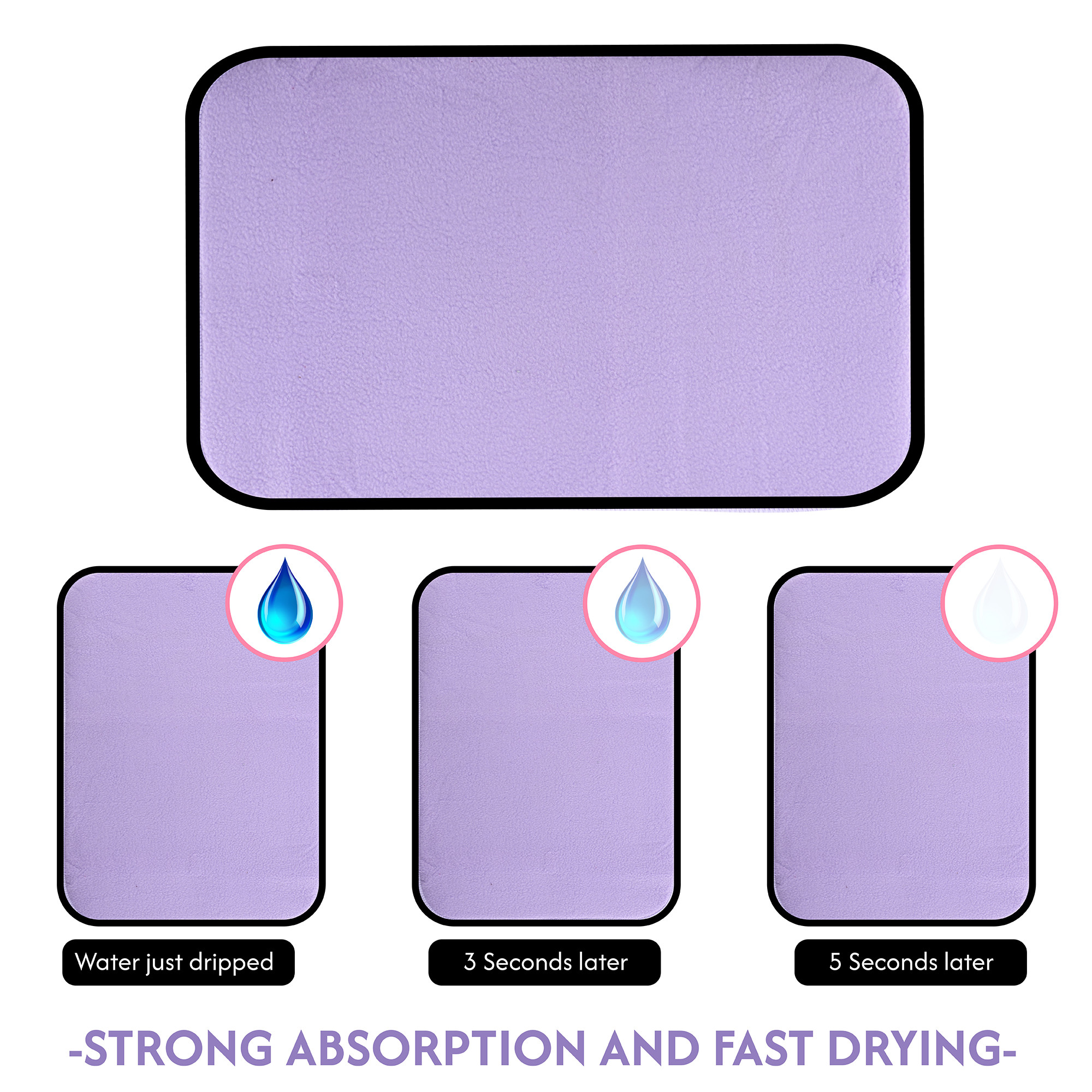 Kuber Industries 38x50 Soft Microfiber Dish Drying Mat for Kitchen  Machine Washable  Quick Drying Water Absorbing Mat for Kitchen Dishes Utensils  Crockery  Aesthetic Design - Purple