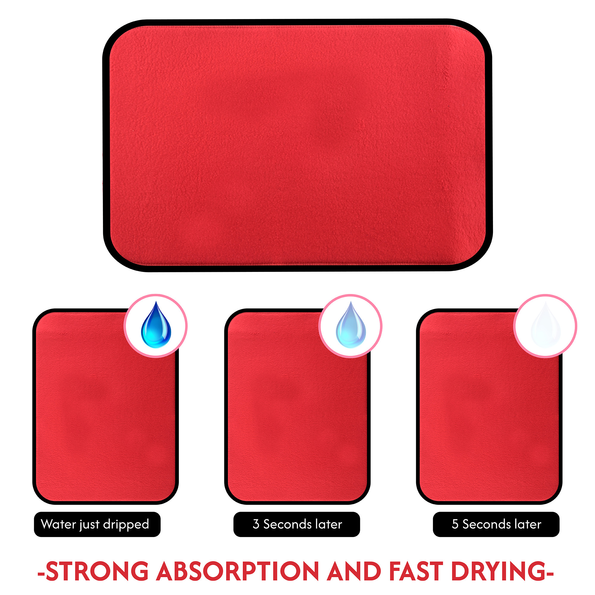Kuber Industries 38x50 Soft Microfiber Dish Drying Mat for Kitchen  Machine Washable  Quick Drying Water Absorbing Mat for Kitchen Dishes Utensils  Crockery  Aesthetic Design - Red