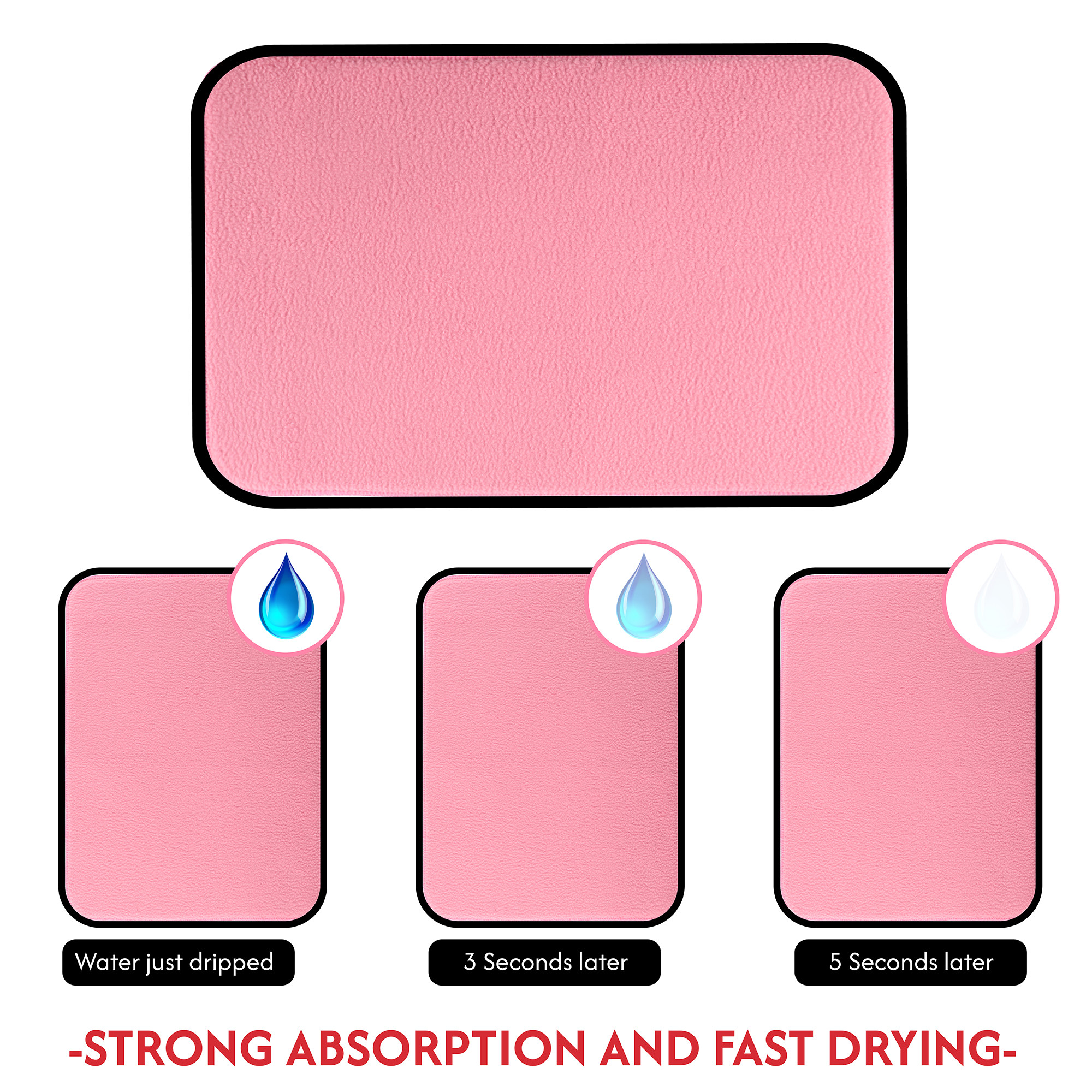 Kuber Industries 38x50 Soft Microfiber Dish Drying Mat for Kitchen  Machine Washable  Quick Drying Water Absorbing Mat for Kitchen Dishes Utensils  Crockery  Aesthetic Design - Pink