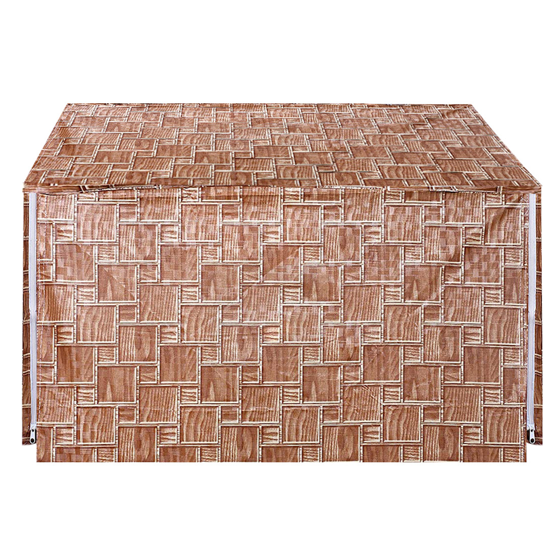 Kuber Industries 3D Checkered Design PVC Microwave Oven Full Closure Cover for 20 Litre (Light Brown)
