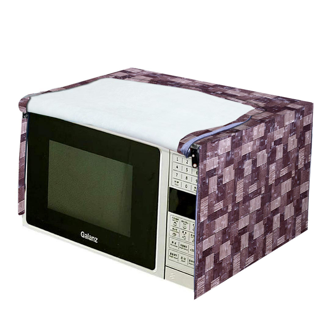 Kuber Industries 3D Checkered Design PVC Microwave Oven Full Closure Cover for 23 Litre (Brown)