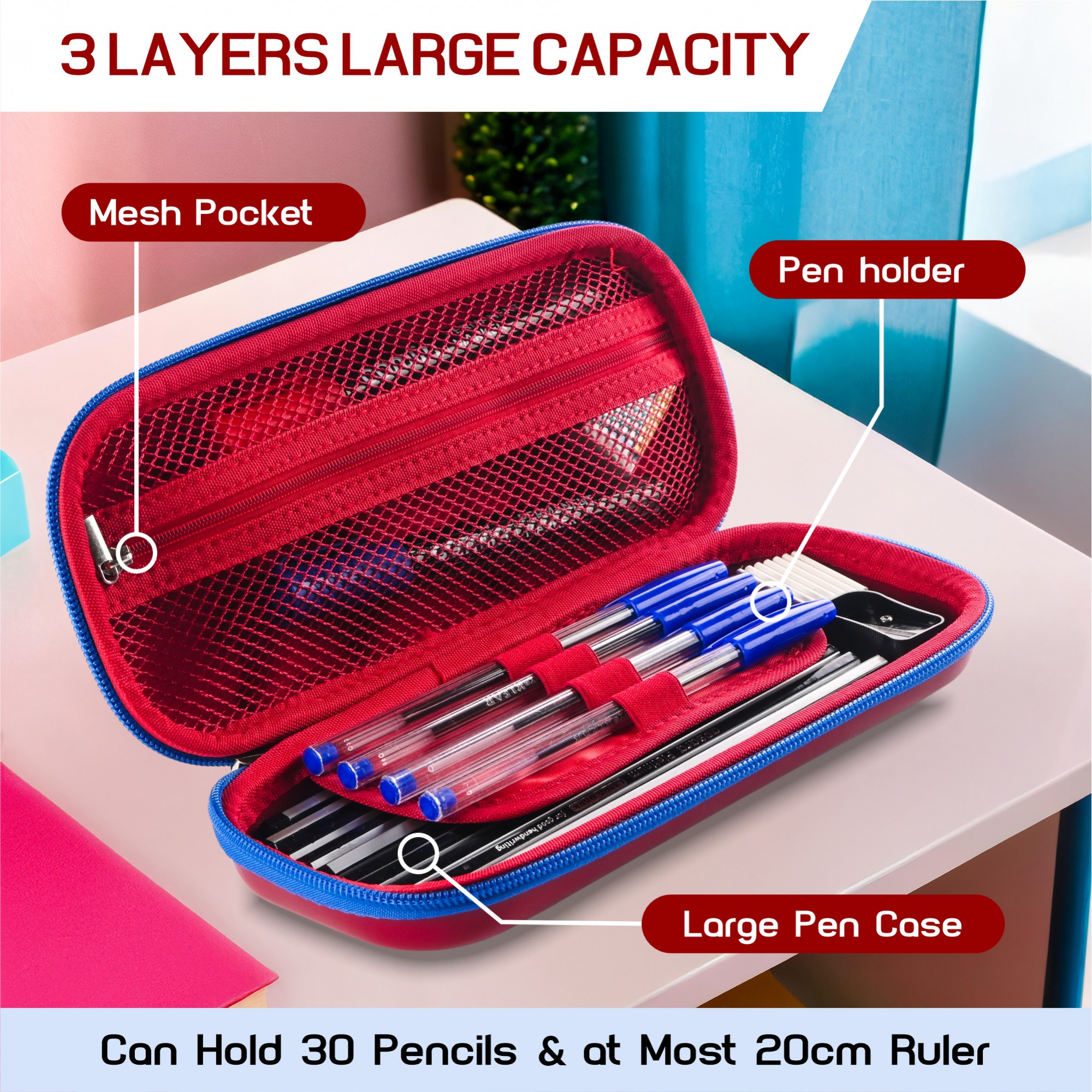 Kuber Industries 3D Kids Pencil Box Boys for School with Zip  Kids Pencil Box for Girls - Ideal for Storing Pens Markers  Erasers  Marvel Spider Man Print - Maroon