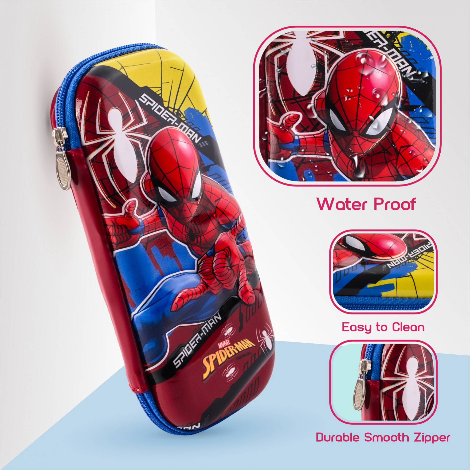 Kuber Industries 3D Kids Pencil Box Boys for School with Zip  Kids Pencil Box for Girls - Ideal for Storing Pens Markers  Erasers  Marvel Spider Man Print - Maroon