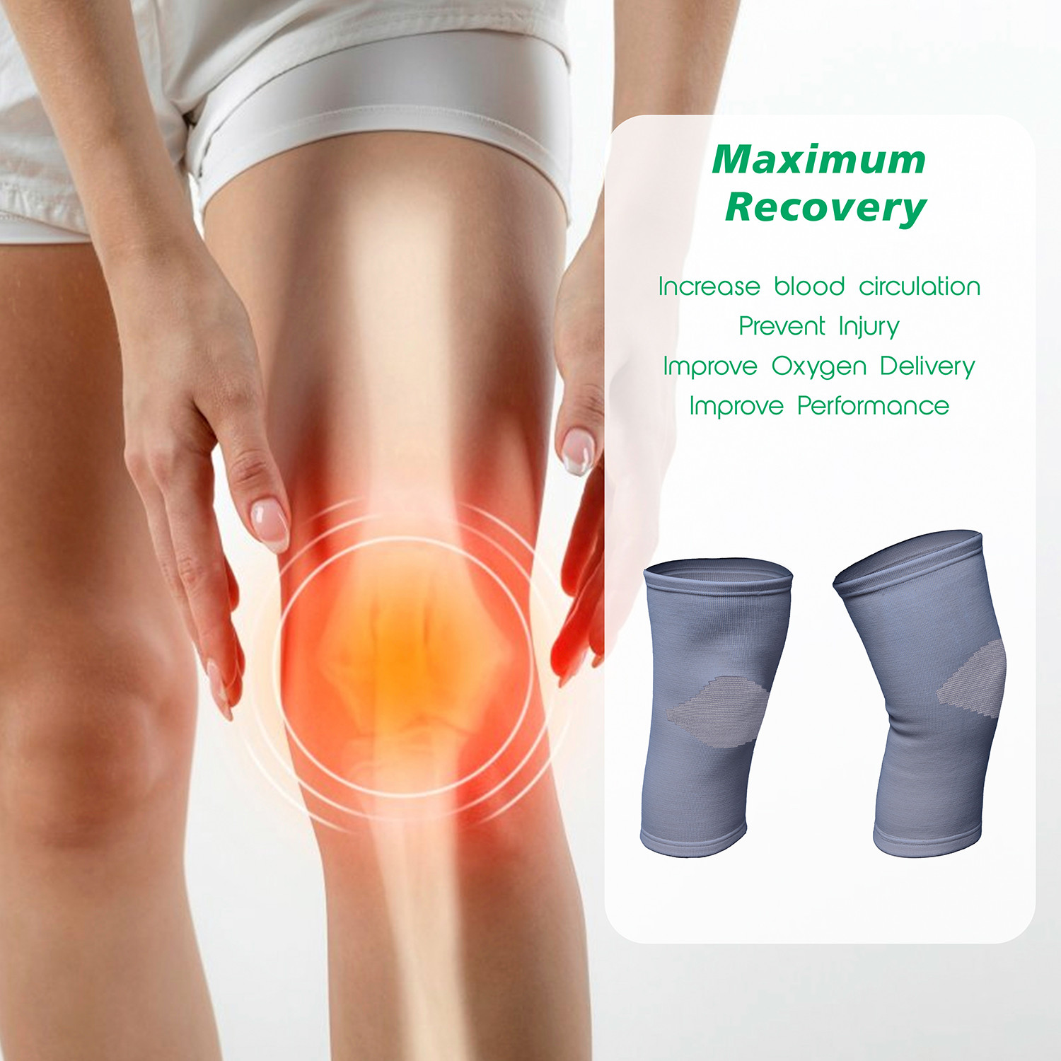 Kuber Industries 3D Knee Cap | Cotton Knee Sleeves |Sleeves For Joint Pain | Sleeves For Arthritis Relief | Unisex Knee Wraps | Knee Bands | Size-S | 1 Pair | Gray & White