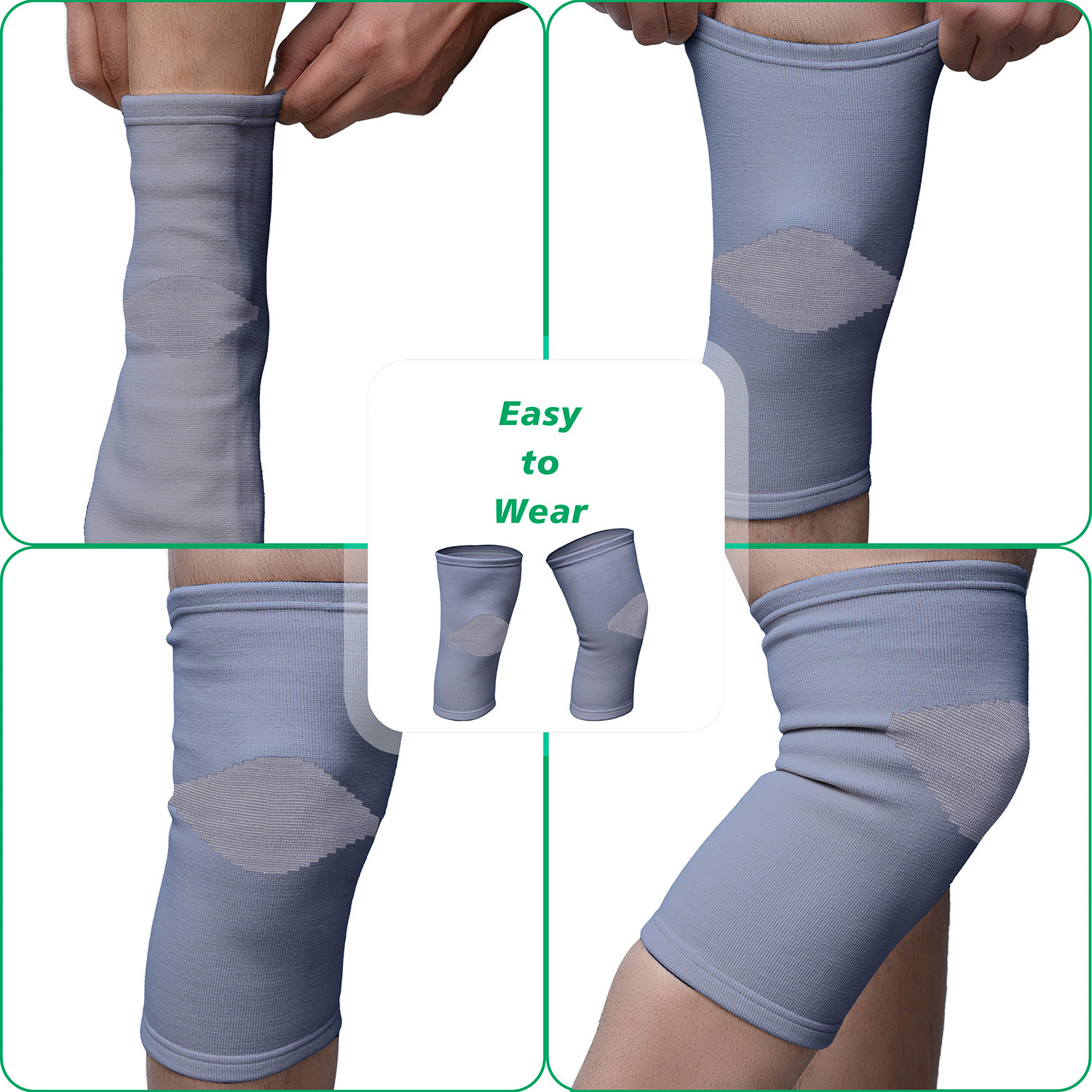 Kuber Industries 3D Knee Cap | Cotton Knee Sleeves |Sleeves For Joint Pain | Sleeves For Arthritis Relief | Unisex Knee Wraps | Knee Bands | Size-M | 1 Pair | Gray & White