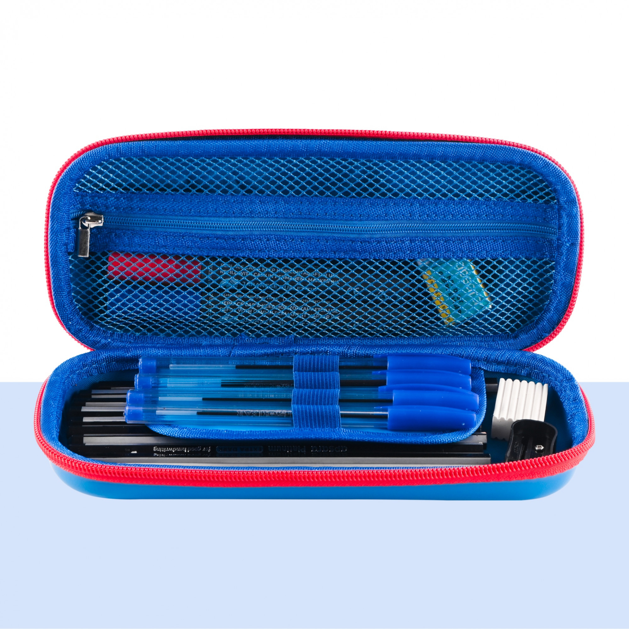 Kuber Industries 3D Pencil Box Boys for School with Zip  Kids Pencil Box for Girls - Ideal for Storing Pens  Erasers  Marvel Captain America Print - Red  Blue