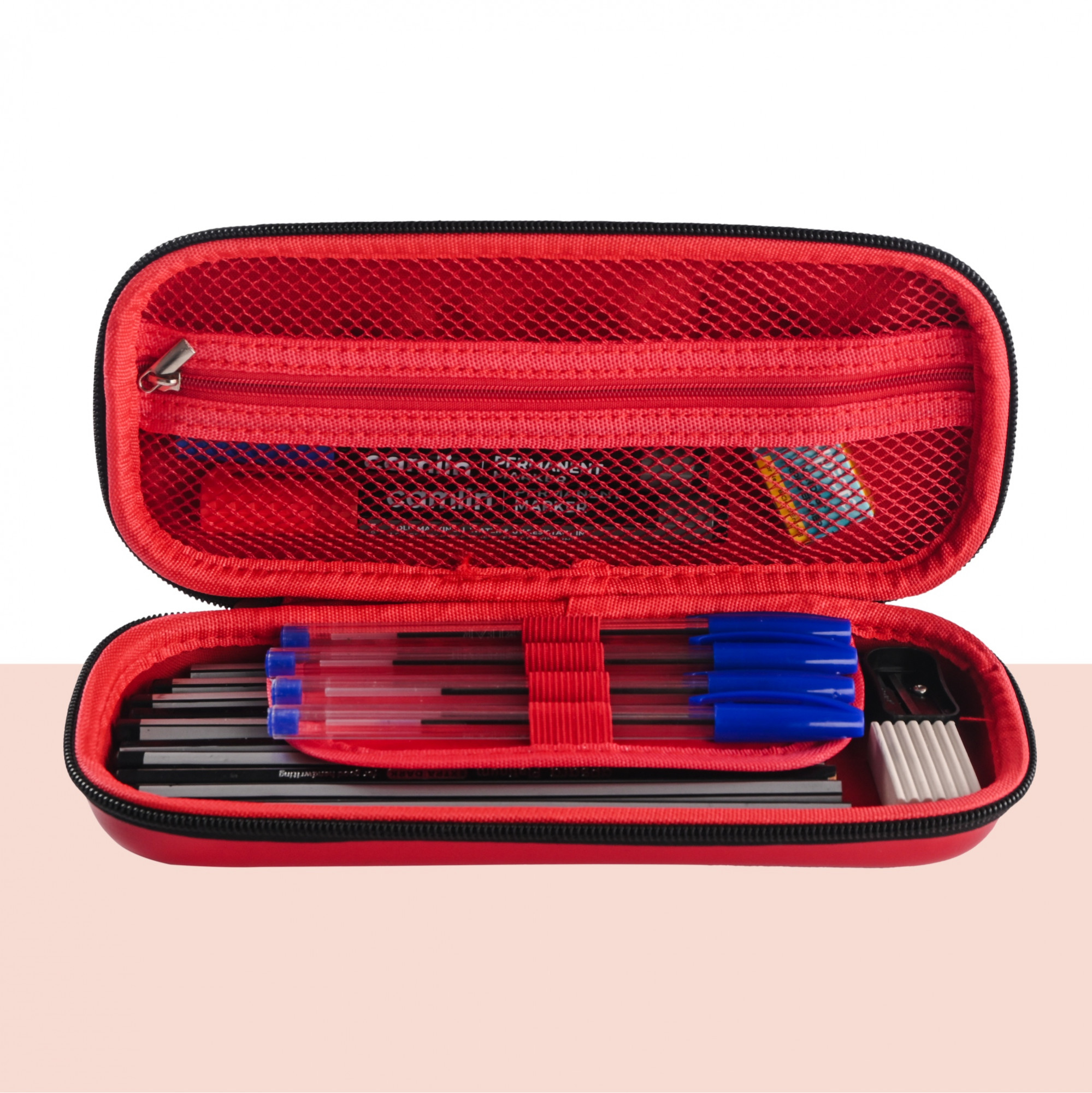 Kuber Industries 3D Pencil Box Boys for School with Zip  Kids Pencil Box for Girls - Ideal for Storing Pens Markers  Erasers  Disney Mickey Print - Red
