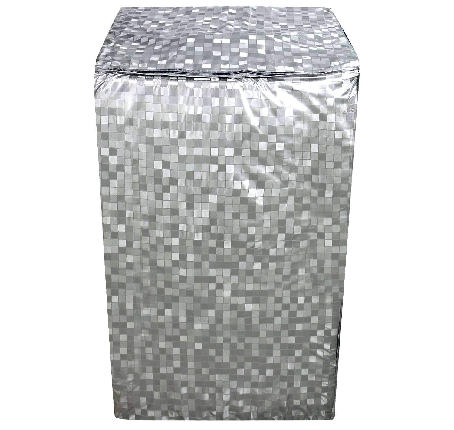 Kuber Industries 3D Square Design PVC Top Load Fully Automatic Washing Machine Cover (Grey) CTKTC33868