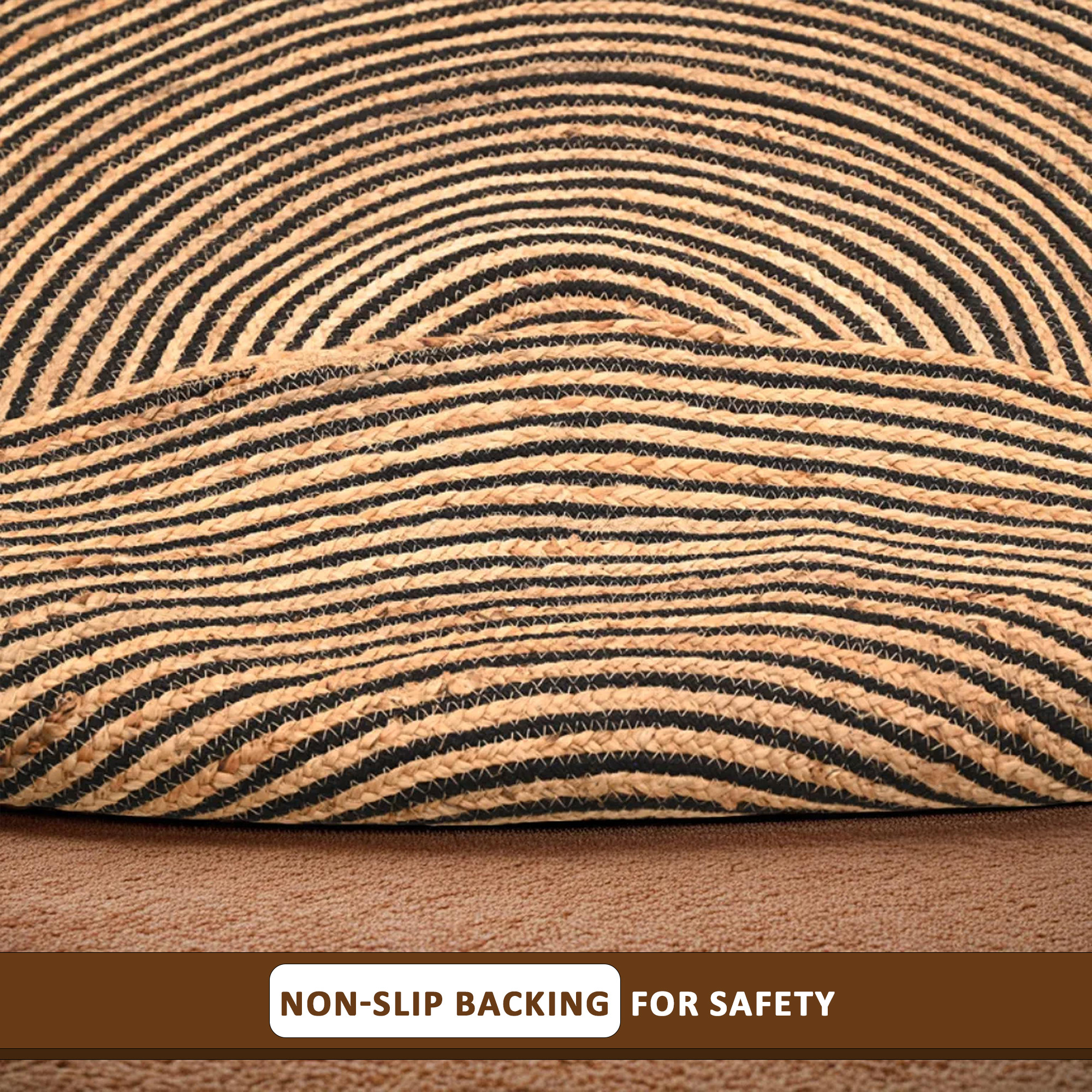 Kuber Industries 3x3 Feet Round Jute Rug  Carpet for HomeBedroom  Aesthetic  Natural Looking Floor Rugs for Living Room  Spirals - Beige