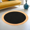 3x3 Feet Round Jute Rug &amp; Carpet for Home/Bedroom | Natural Looking Floor Rugs for Living Room | Light Brown &amp; Black