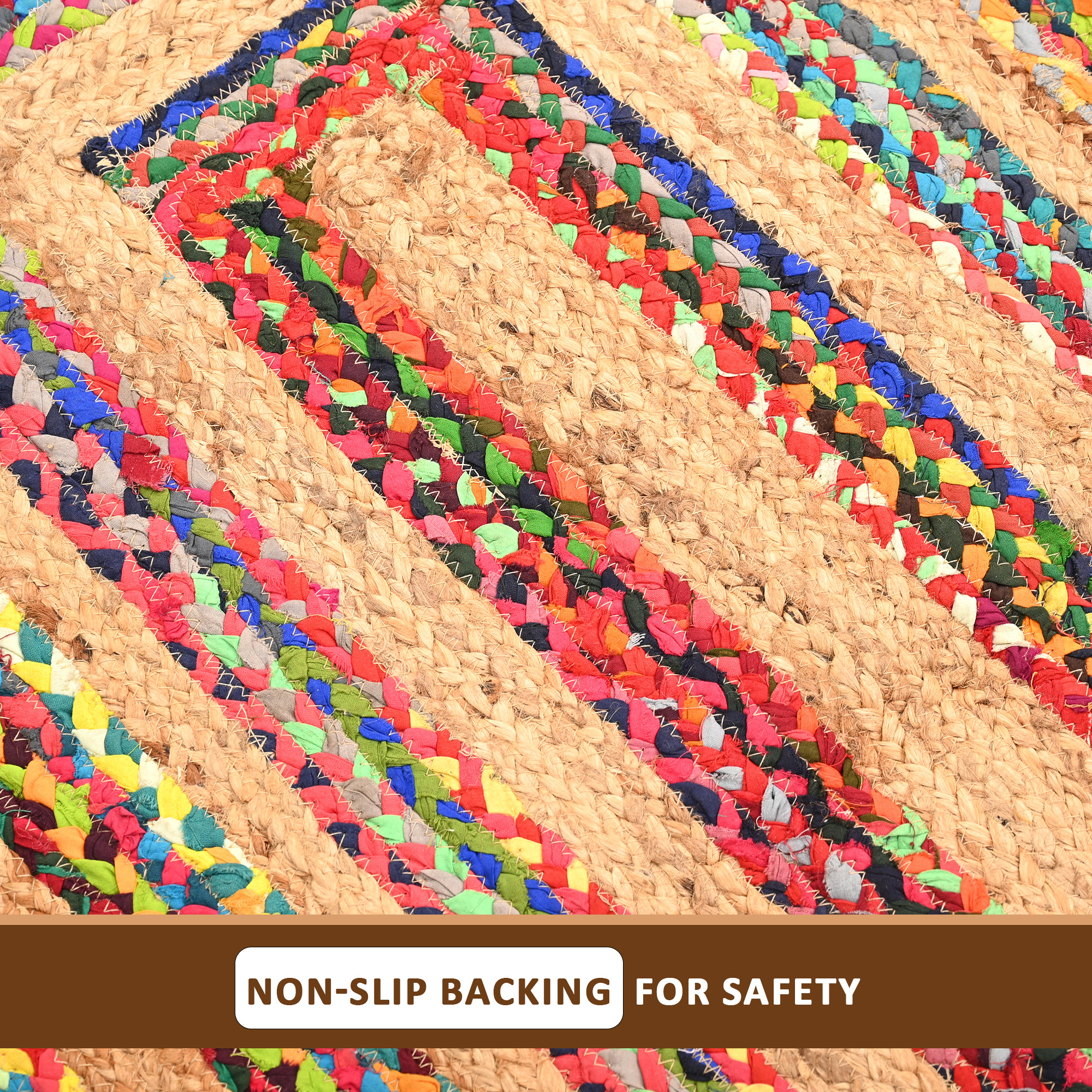 Kuber Industries 3x5 Feet Anti-Skid Satranji Jute Rug  Carpet for Home  Bedroom  Aesthetic Non-Slip Floor Rugs for Living Room  Yellow