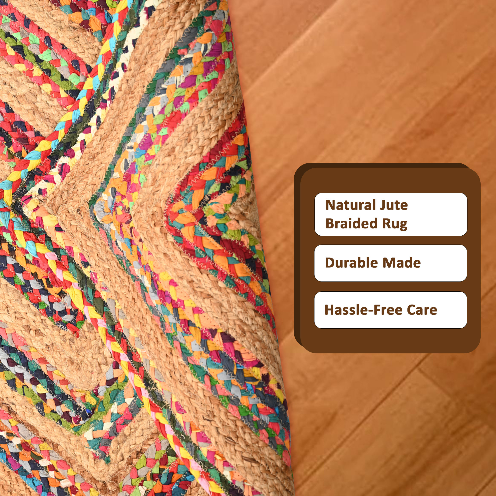 Kuber Industries 3x5 Feet Anti-Skid Satranji Jute Rug  Carpet for Home  Bedroom  Aesthetic Non-Slip Floor Rugs for Living Room  Yellow