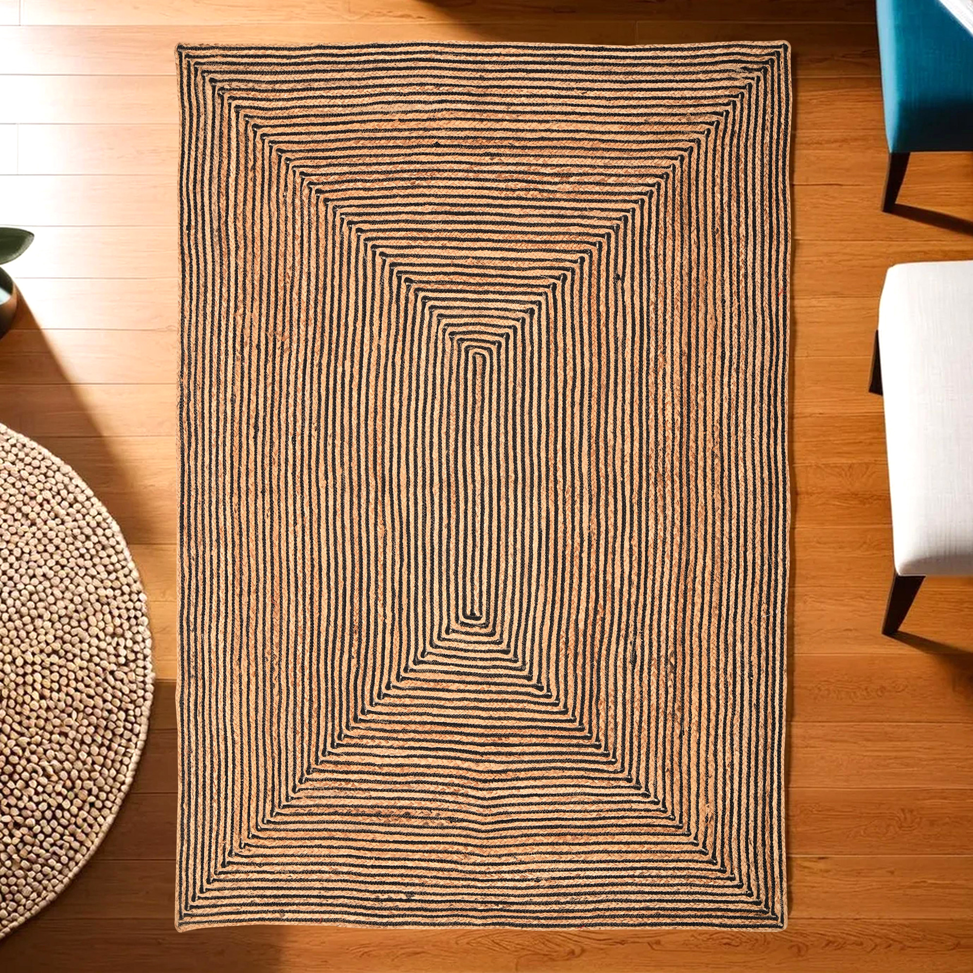 Kuber Industries 3x5 Feet Natural Look Jute Rug  Carpet for Home  Bedroom  Aesthetic Non-Slip Floor Rugs for Living Room  Beige