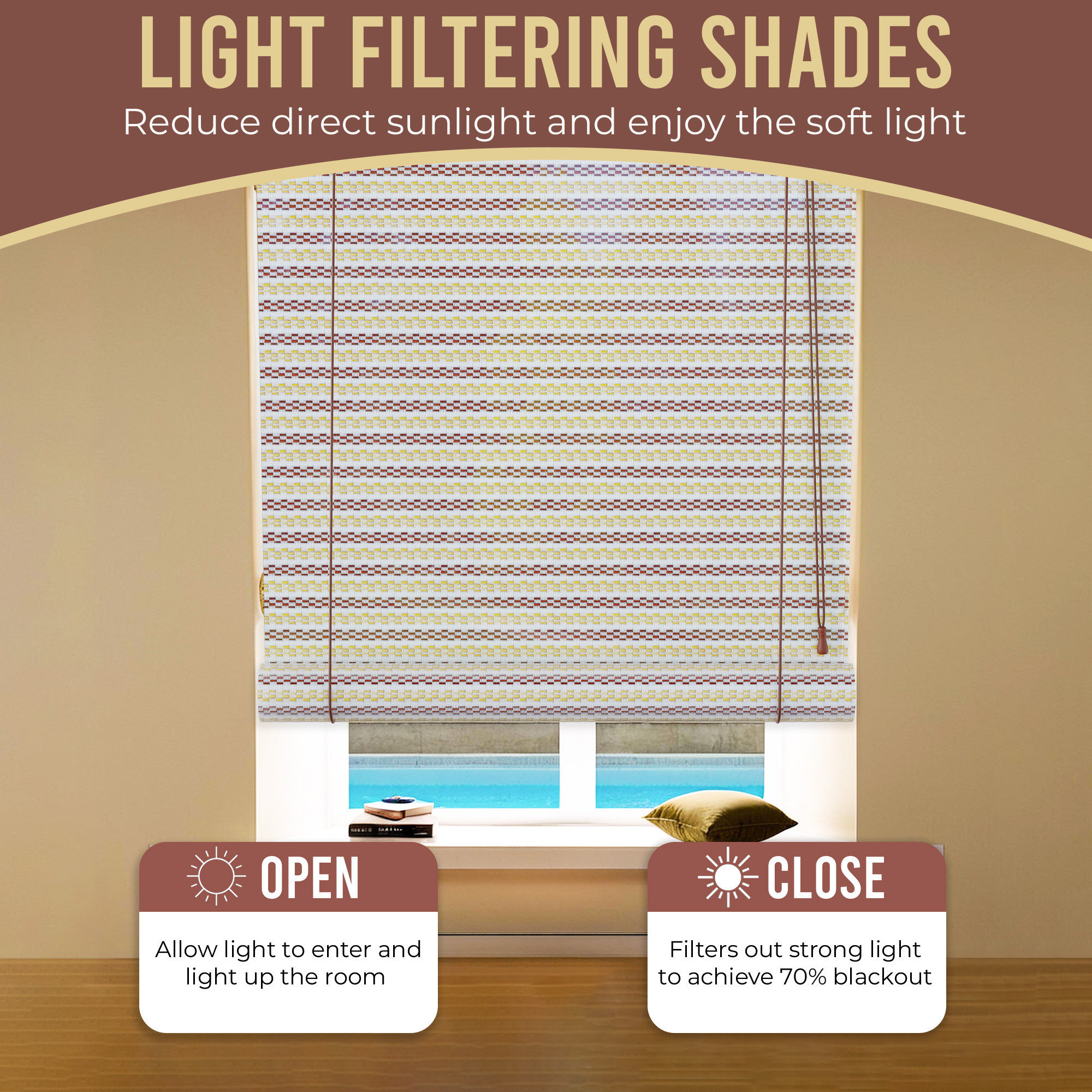 Kuber Industries 3x6 Ft Bamboo Curtains  Sunlight Dust Protection Kitchen Window Blinds for Home  Rope Roller Curtain Bamboo Chik Blinds for Balcony Restaurant Dhaba  Resort  Cream