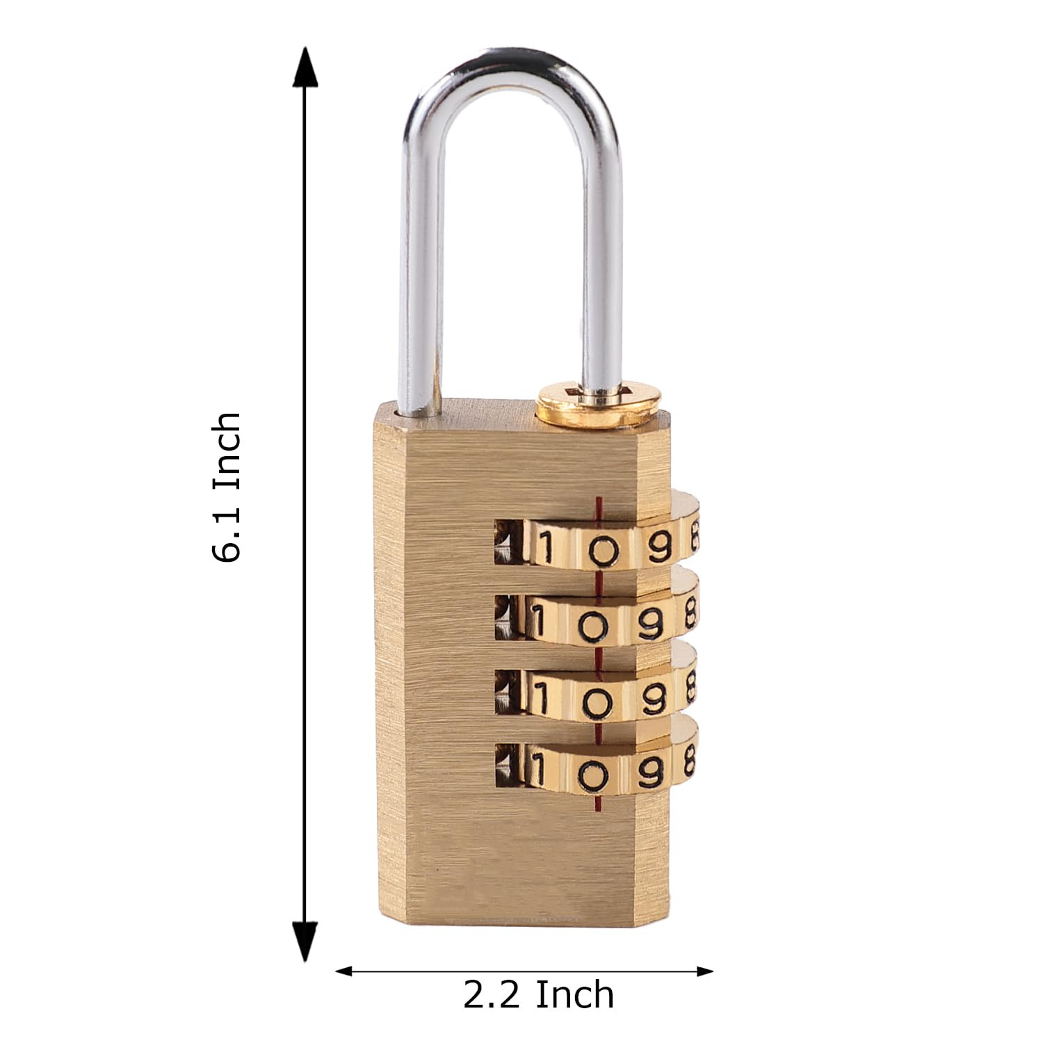 Kuber Industries 4 Digit Combination Padlock|Keyless Luggage Lock (Brass)