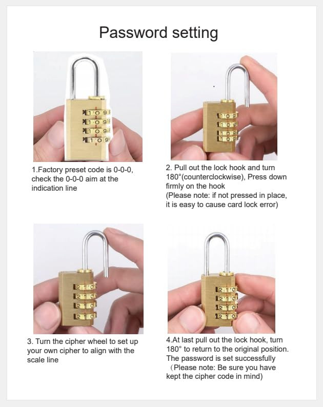Kuber Industries 4 Digit Combination Padlock|Keyless Luggage Lock (Brass)