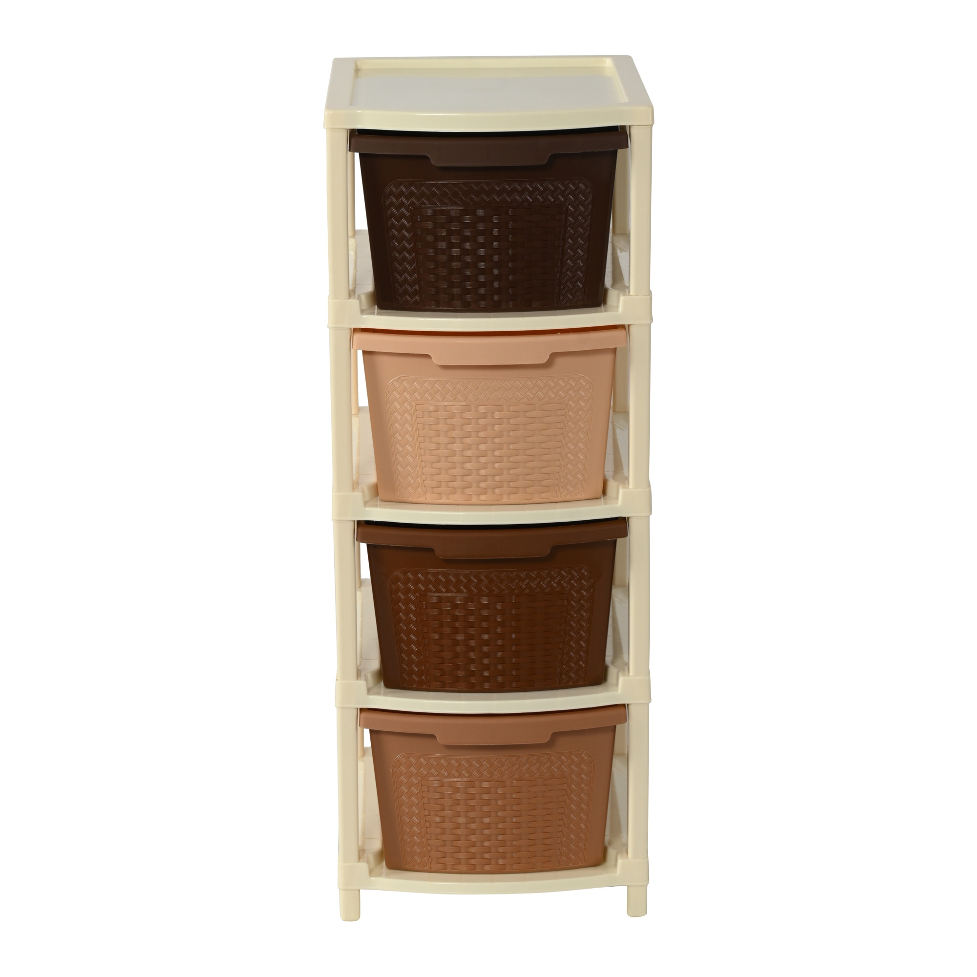 Kuber Industries 4-Layer  73 Ltr Plastic Drawer Storage Organiser  Modular Kitchen Cabinet  Toy Organizer For Kids Room  Chocolate Brown