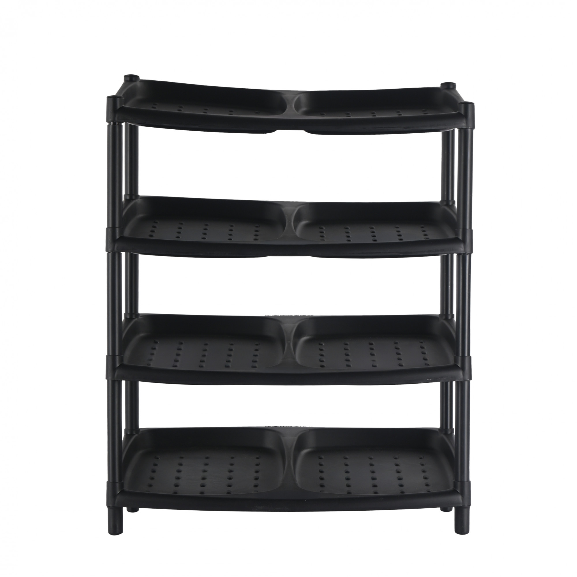 Kuber Industries 4-Layer Collapsible Shoes Rack for Home  8-Compartments Chappal Stand for HomeOffice  Space-Saving and Durable Footwear Storage - Ideal for Entryways and Closets  Black