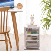 Kuber Industries 4 Layer Cosmetic Cabinet with Trolley|4-Tier Rolling Cart Storage Organizer|Shelf Stand With Drawer|White