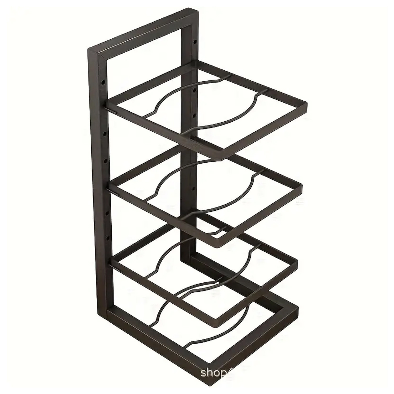 Kuber Industries 4-Layer Pots and Pans Organiser Rack|Kitchen Organization And Storage|Adjustable Pot Lid Holder Rack|Home Kitchen Accessories (Black)