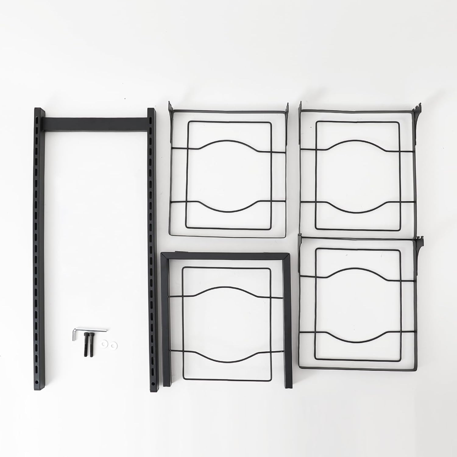 Kuber Industries 4-Layer Pots and Pans Organiser Rack|Kitchen Organization And Storage|Adjustable Pot Lid Holder Rack|Home Kitchen Accessories (Black)