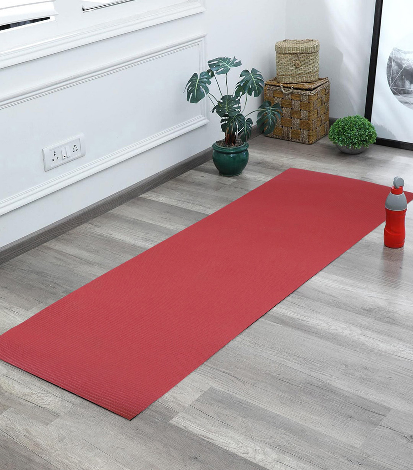Kuber Industries 4 MM Extra Thick Yoga mat for Gym Workout and Flooring Exercise Long Size Yoga Mat for Men and Women, 6 x 2 Feet (Maroon)-33_S_KUBQMART11574
