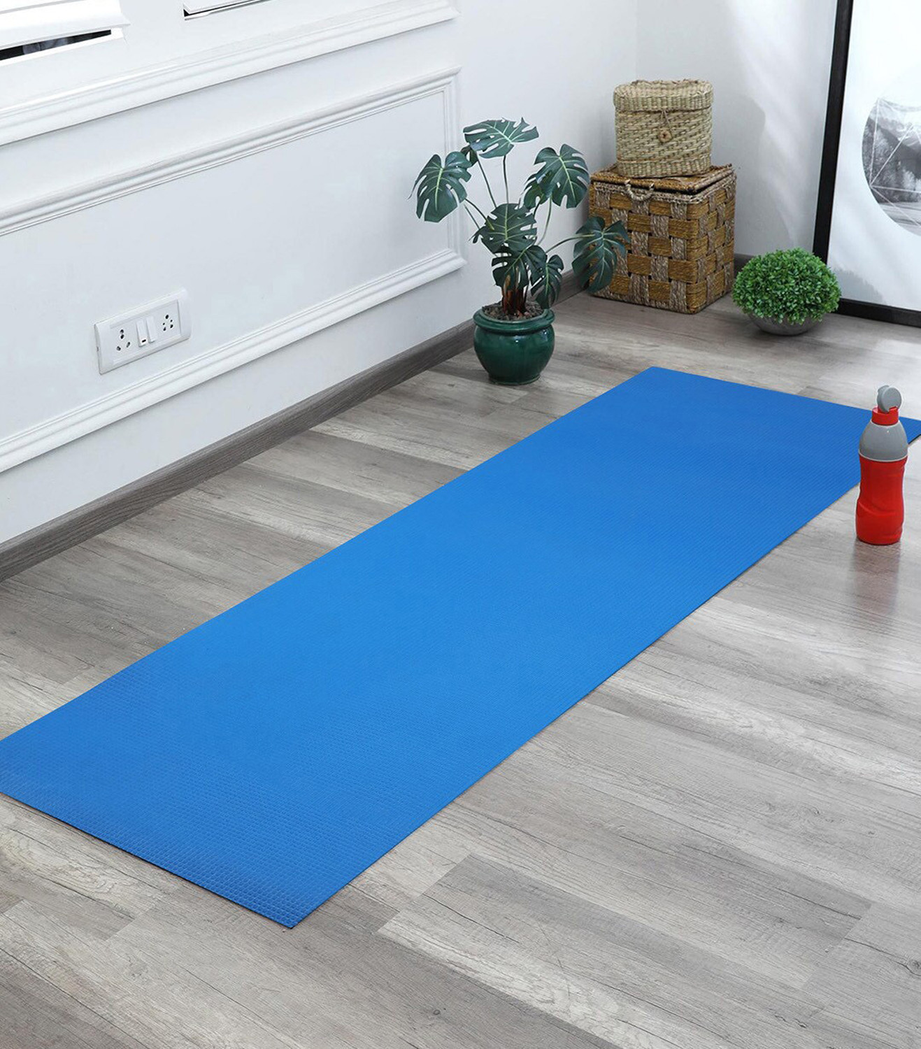 Kuber Industries 4 MM Extra Thick Yoga mat for Gym Workout and Flooring Exercise Long Size Yoga Mat for Men and Women, 6 x 2 Feet (Blue)-33_S_KUBQMART11580