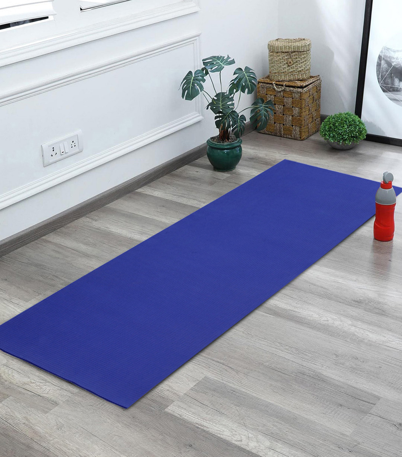 Kuber Industries 4 MM Extra Thick Yoga mat for Gym Workout and Flooring Exercise Long Size Yoga Mat for Men and Women, 6 x 2 Feet (Royal Blue)-33_S_KUBQMART11582