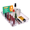 4 Pcs Acrylic Transparent Cosmetic Organizer Tray | Drawers Organisers for Kitchen, Office and Bathroom Vanity Makeup | Stationery Storage Drawer Divider Tray | Trasnaprent