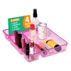 Acrylic Transparent Cosmetic Organizer Tray | Drawers Organisers for Kitchen, Office and Bathroom Vanity Makeup | Stationery Storage Drawer Divider Tray | Pink