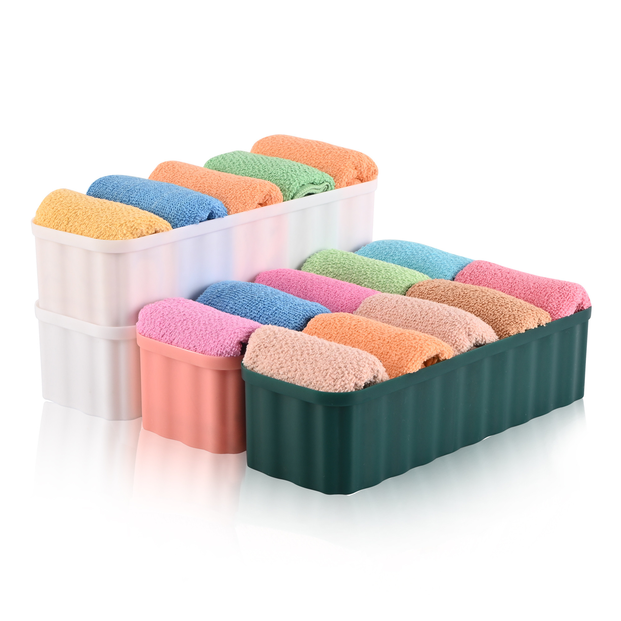 Kuber Industries 4 Pcs Plastic Multi Purpose Wardrobe Organizer for Storage with Compartments  VanityDressing Table Organiser  Desk Drawer Organizer for Home  office  Multicolor