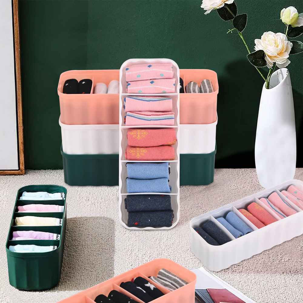 Image of 4 Pcs Plastic Multi Purpose Wardrobe Organizer for Storage with Compartments | Vanity/Dressing Table Organiser | Desk Drawer Organizer for Home & office | Multicolor