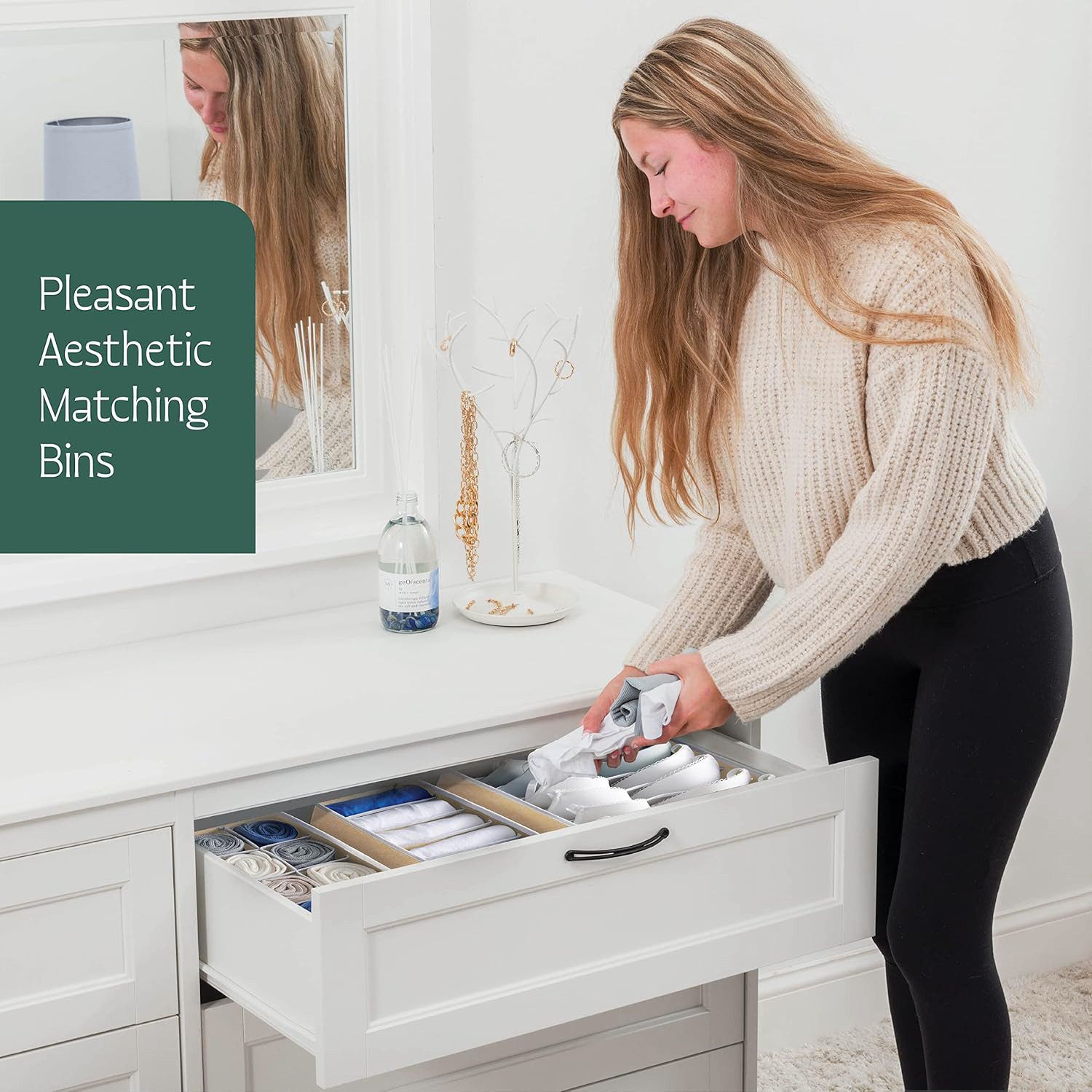 Kuber Industries 4 Pcs Set Foldable Multicompartment Socks Organizer for Wardrobe  Cloth Organizer for Storage  Tie Socks  Underwear Organisers Storage Box for Closet  Beige