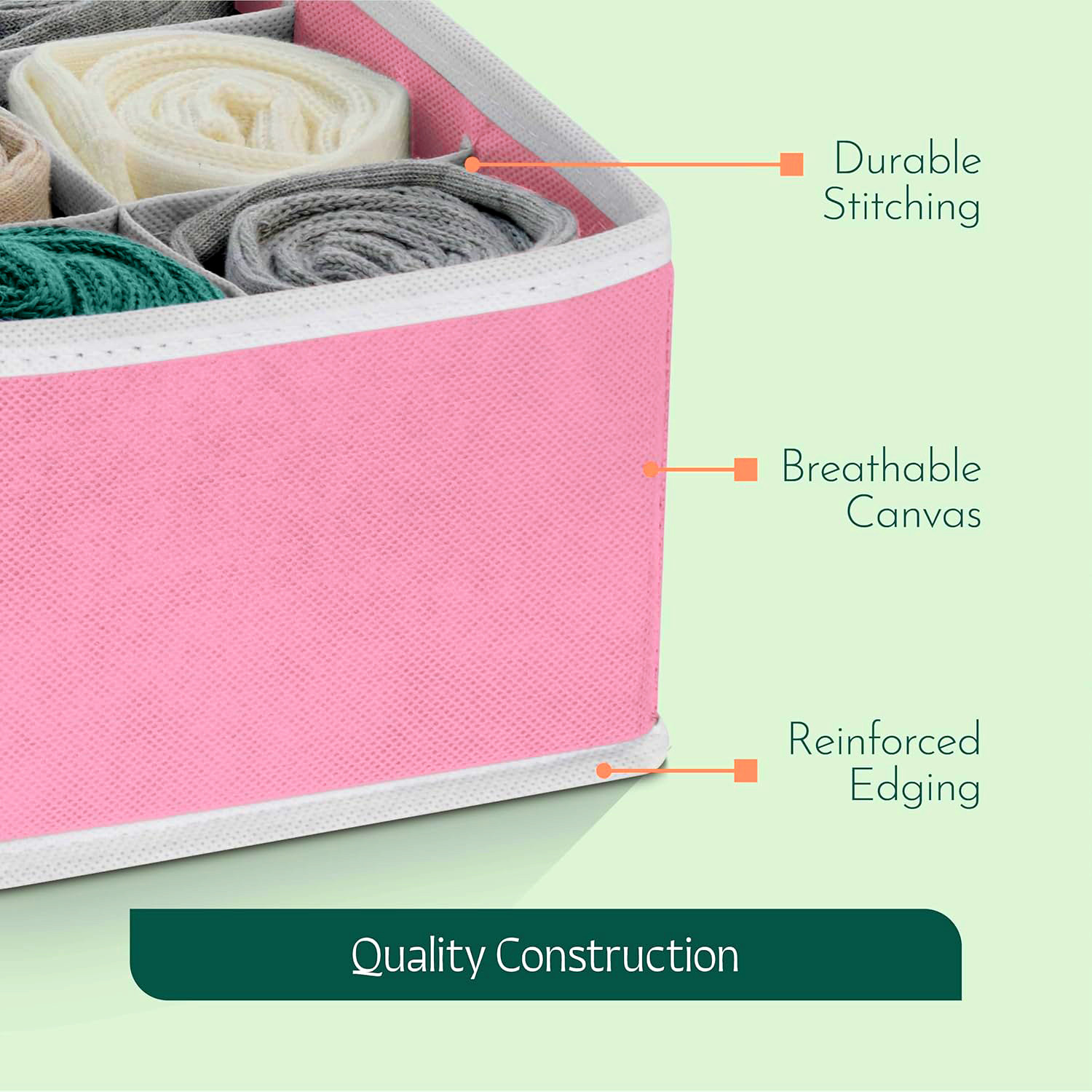 Kuber Industries 4 Pcs Set Foldable Multicompartment Socks Organizer for Wardrobe  Cloth Organizer for Storage  Tie Socks  Underwear Organisers Storage Box for Closet  Pink