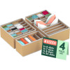 4 Pcs Set Foldable Multicompartment Socks Organizer for Wardrobe | Cloth Organizer for Storage | Tie, Socks &amp; Underwear Organisers Storage Box for Closet | Beige