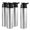 4 Pcs Stainless Steel 700 ml Water Bottle with Flip Top Cap | Single Walled and Rust Free Drinking Water Bottles for School, Office and Gym | Leakproof and Easy to Carry | Silver