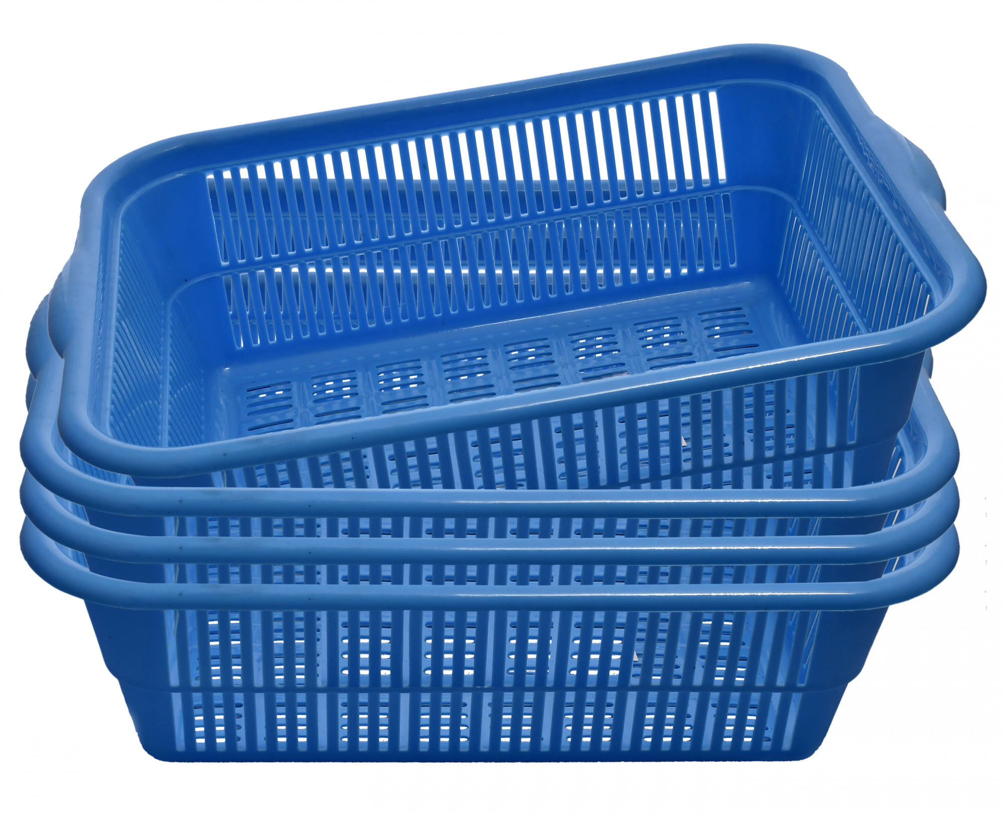 Kuber Industries 4 Pieces Plastic Kitchen Dish Rack Drainer Vegetables And Fruits Basket Dish Rack Multipurpose Organizers ,Small Size,Blue