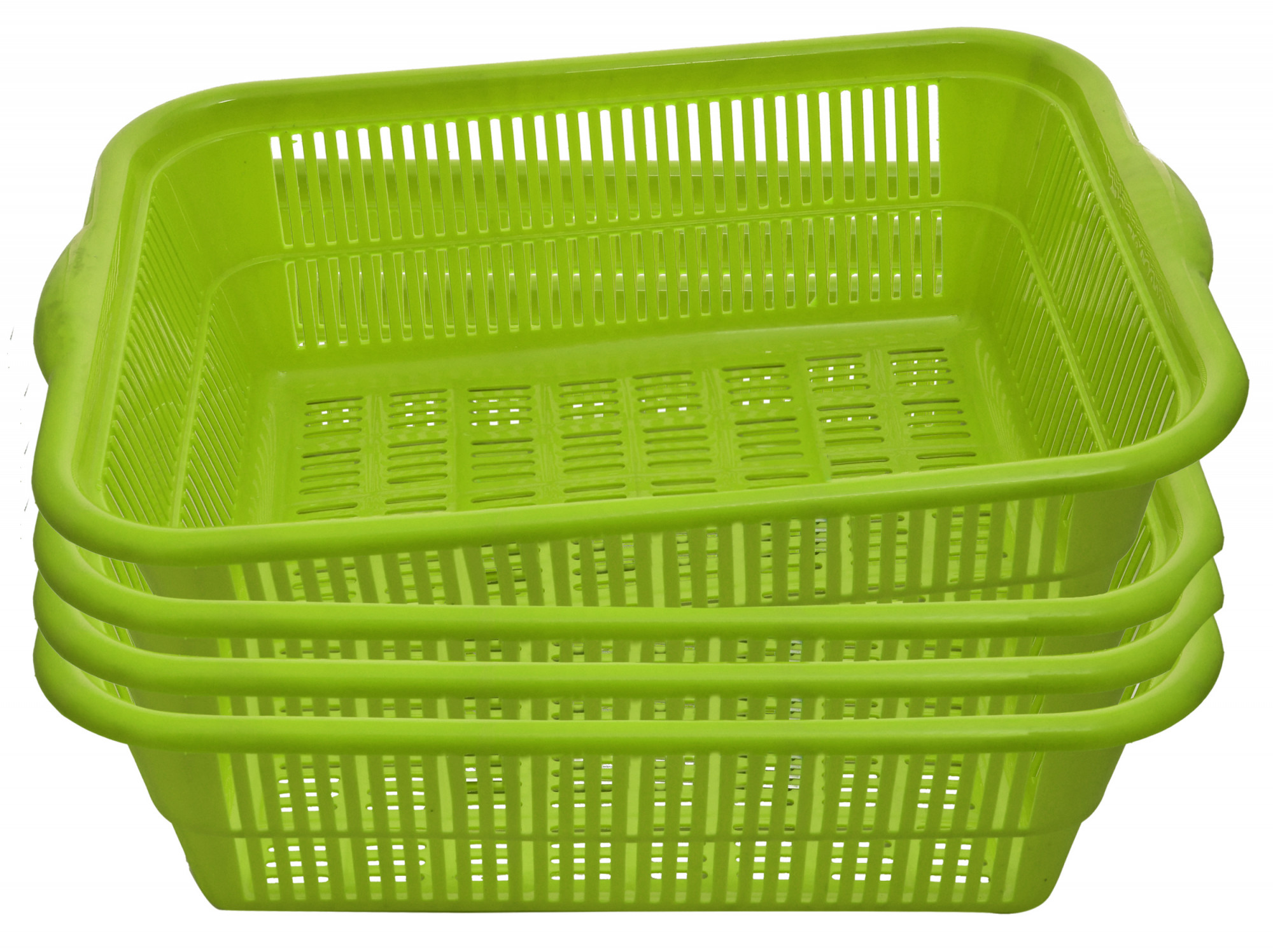 Kuber Industries 4 Pieces Plastic Kitchen Dish Rack Drainer Vegetables And Fruits Basket Dish Rack Multipurpose Organizers ,Small Size,Green