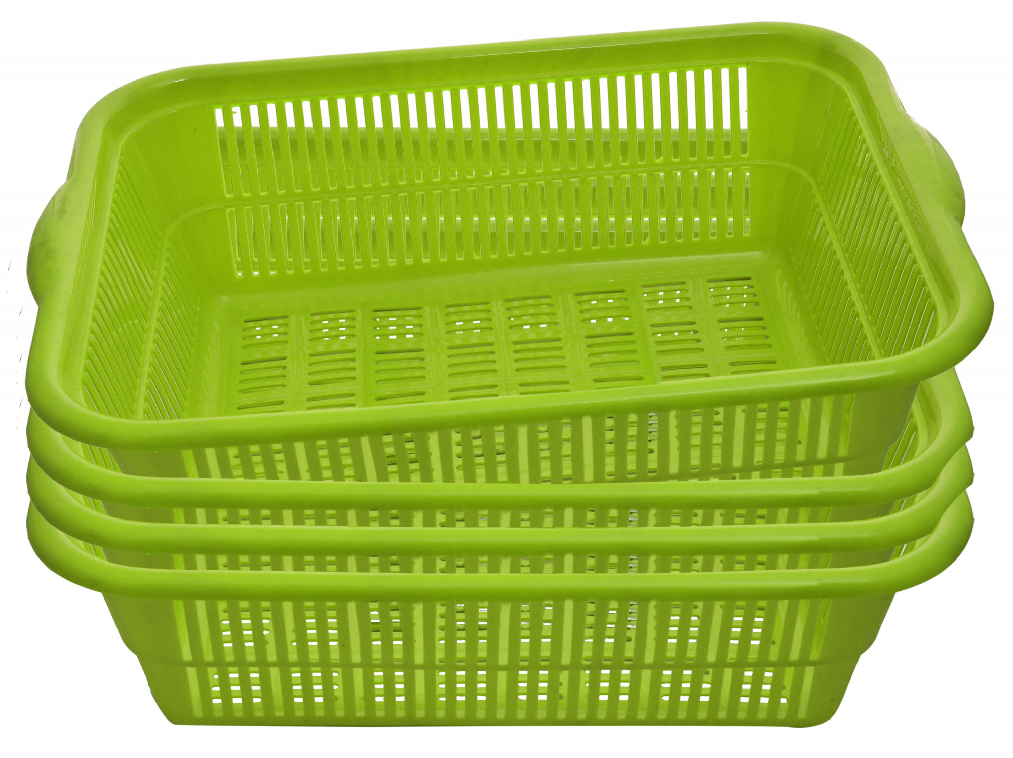 Kuber Industries 4 Pieces Plastic Kitchen Dish Rack Drainer Vegetables And Fruits Basket Dish Rack Multipurpose Organizers ,Medium Size,Green